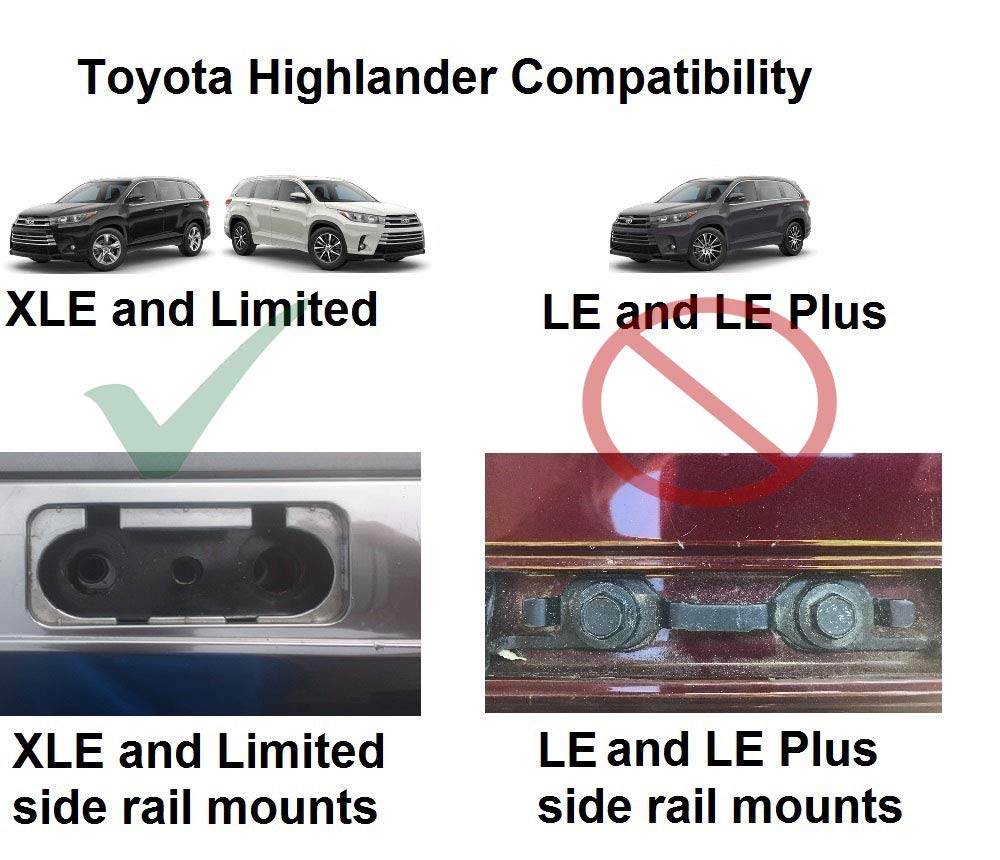 Brightlines All Metal Cross Bars Roof Racks Replacement For 2014-2019 Toyota Highlander (Highlander Xle Limited & Se, Black)