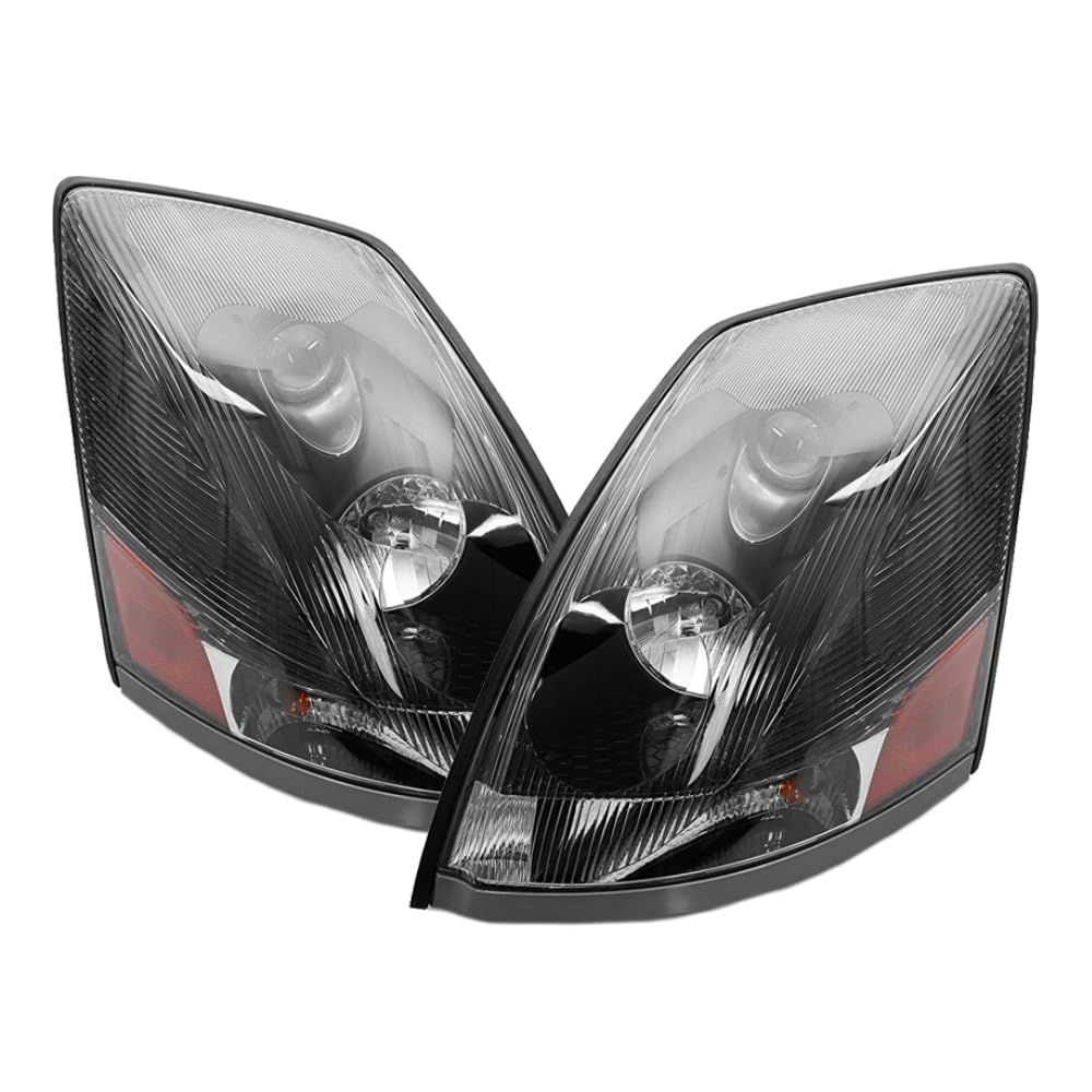 EPIC LIGHTING AMOE Replacement Black Bezel Headlights Assembly Compatible with Volvo Semi Truck Heavy Duty 2004-2018 VNL 04-18 V
