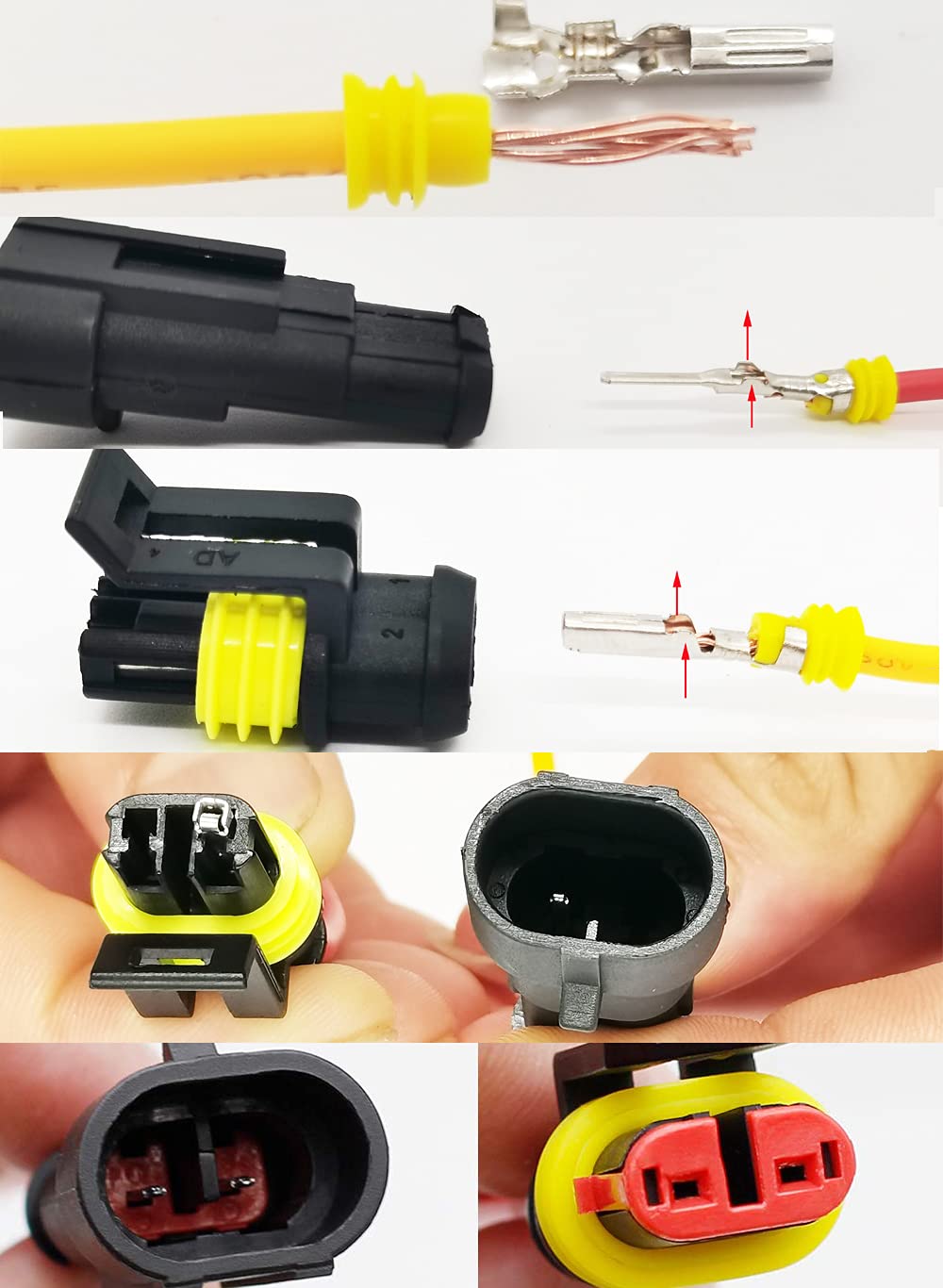 Twippo 352Pcs Waterproof Car Electrical Connector Terminals Automotive Electrical Wire Connector Plug Kit 1/2/3/4 Pin Connectors Male And Female
