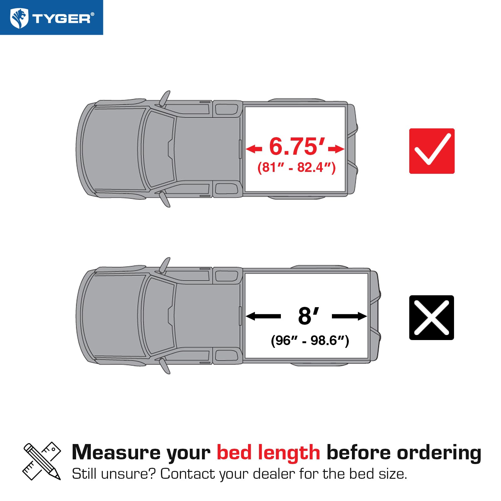 Tyger Auto T3 Soft Tri-Fold Truck Bed Tonneau Cover Compatible with 1999-2016 Ford F-250 F-350 Super Duty | Styleside 6.75' Bed