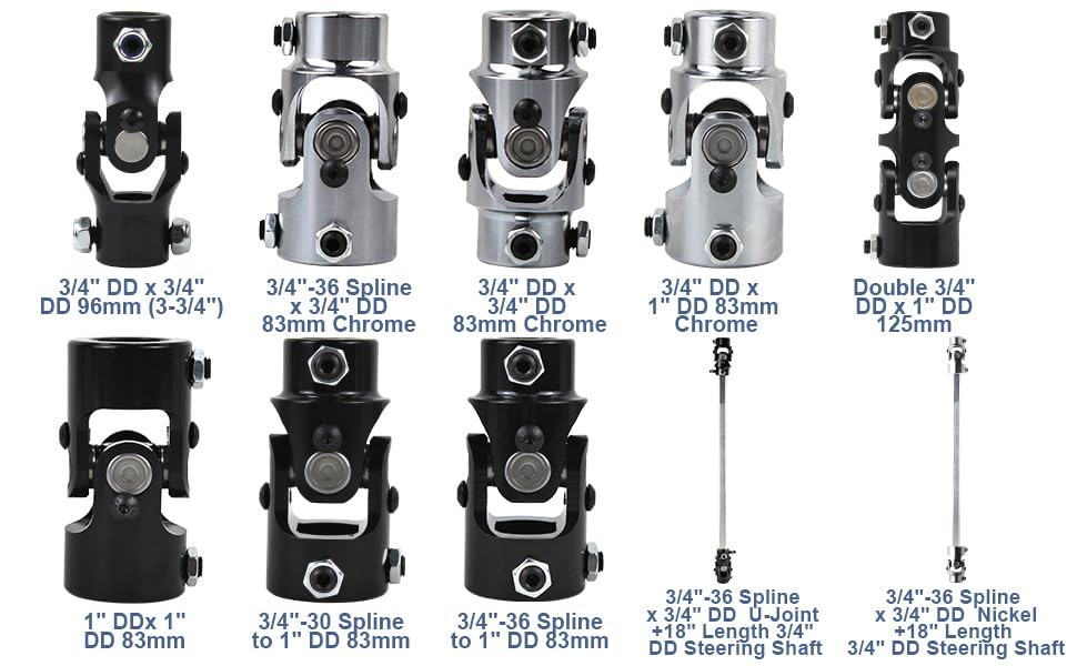 Cool Star 18'' Length 3/4'' Dd Surface Plated Steering Shaft Universal Dd 0.75 In Fit For Universal 3/4'' Dd Universal U-Joints