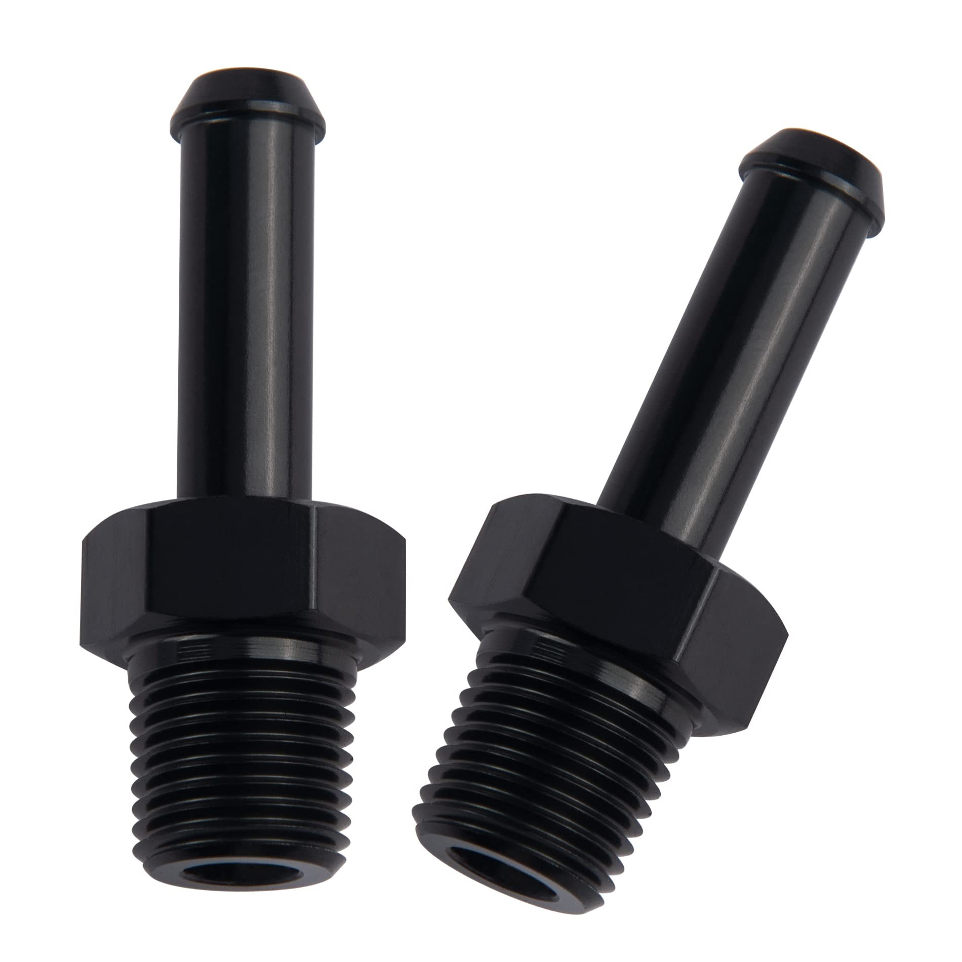 EVIL ENERGY 1/8  NPT Male to 1/4  Barb Fitting Adapter Straight Aluminum Black 2PCS
