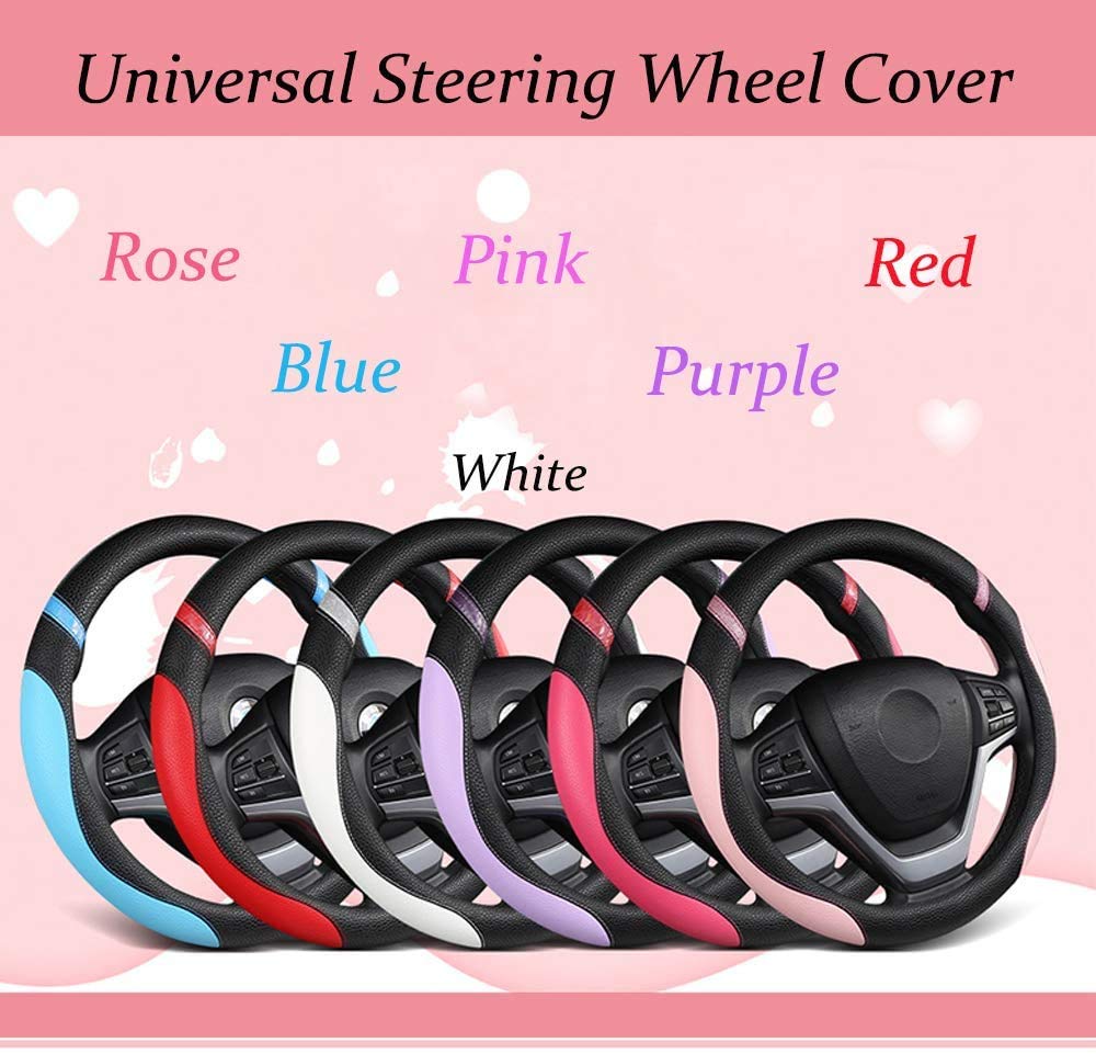 Steering Wheel Cover For Men Women Leather Universal Steering Wheel Covers For Car 15Inch (Gray)