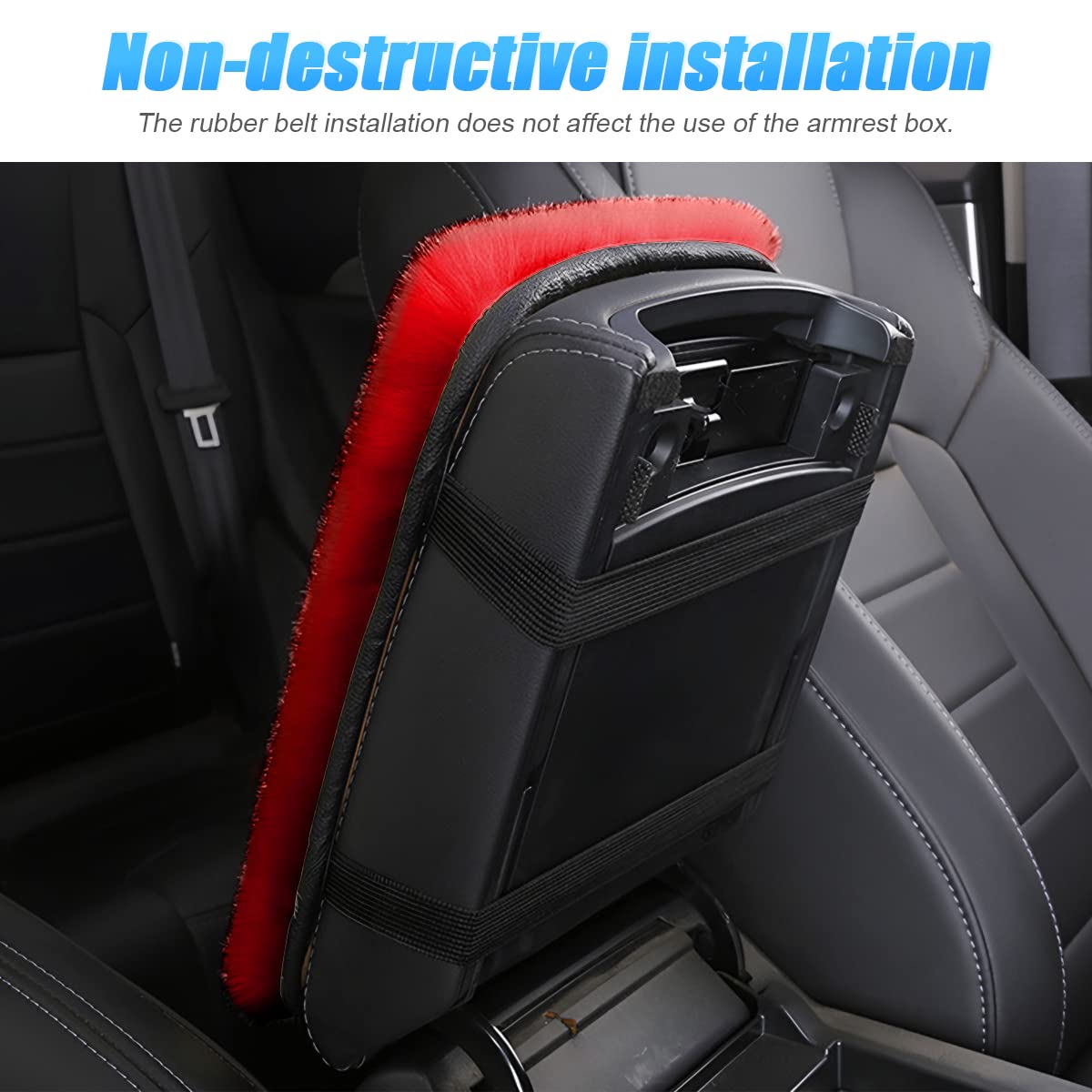 Aukepo Fluffy Car Armrest Cover, Universal Car Center Console Pad, Car Armrest Seat Box Cover Decor Accessories For Women Men, Armrest Seat Box Cover Protector For Most Vehicle, Suv, Truck, Car (Red)