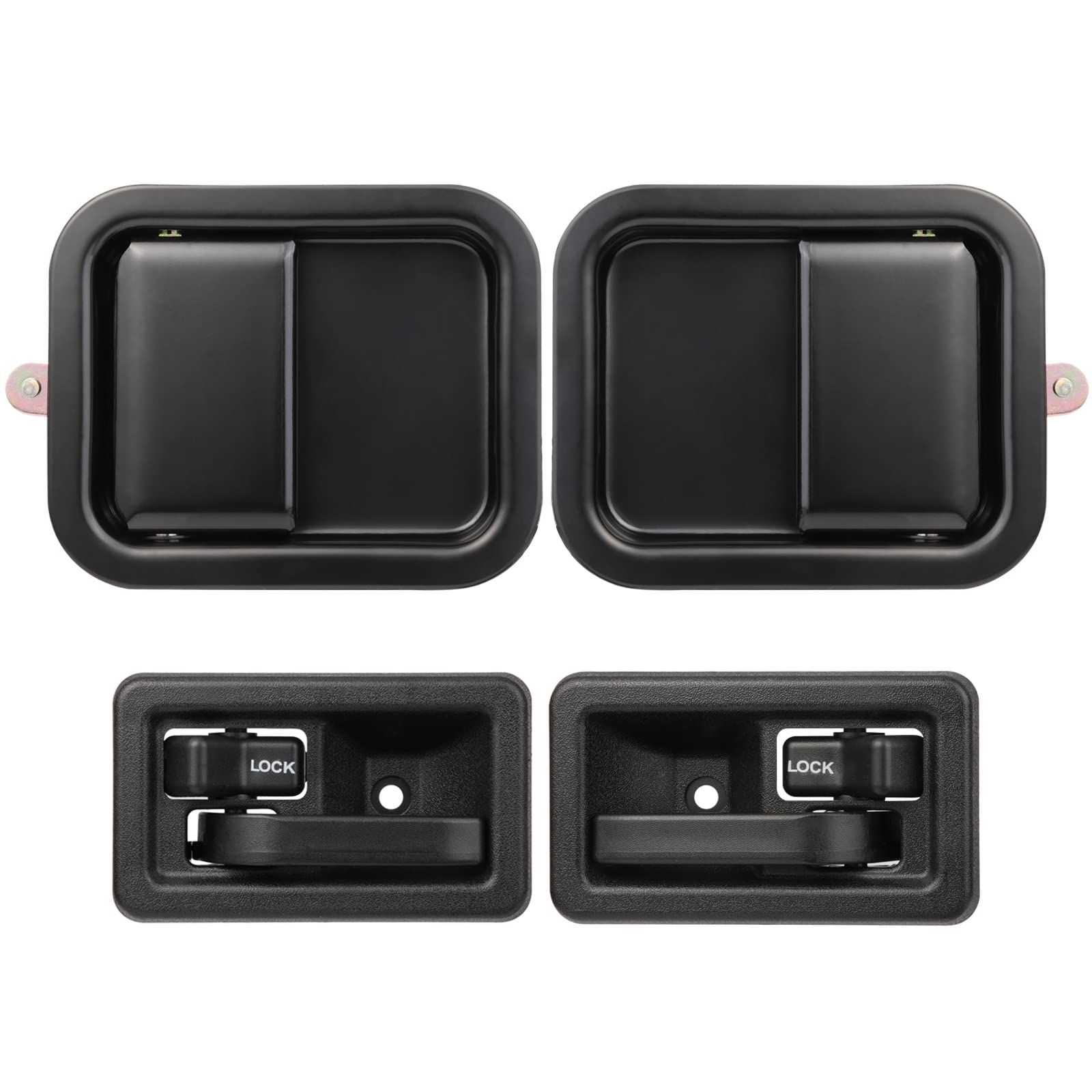 Lcyolada Exterior & Interior Door Handle for Jeep Wrangler TJ YJ 1991-2006 with Full Doors Replaces 55176382AE 55176383AE,Set of