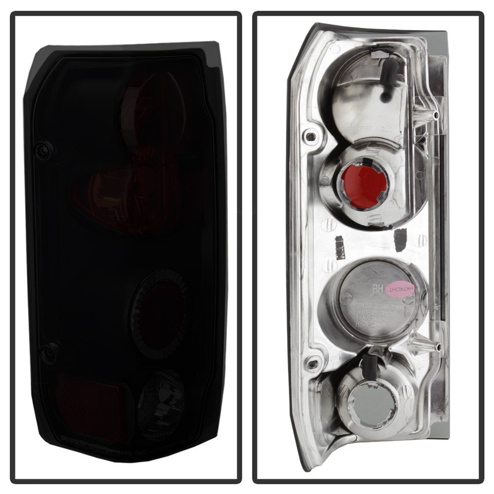 Acanii - For 1987-1996 Ford F150 F250 F350 Bronco Black Smoked Rear Tail Lights Brake Lamps Pair Driver & Passenger Side