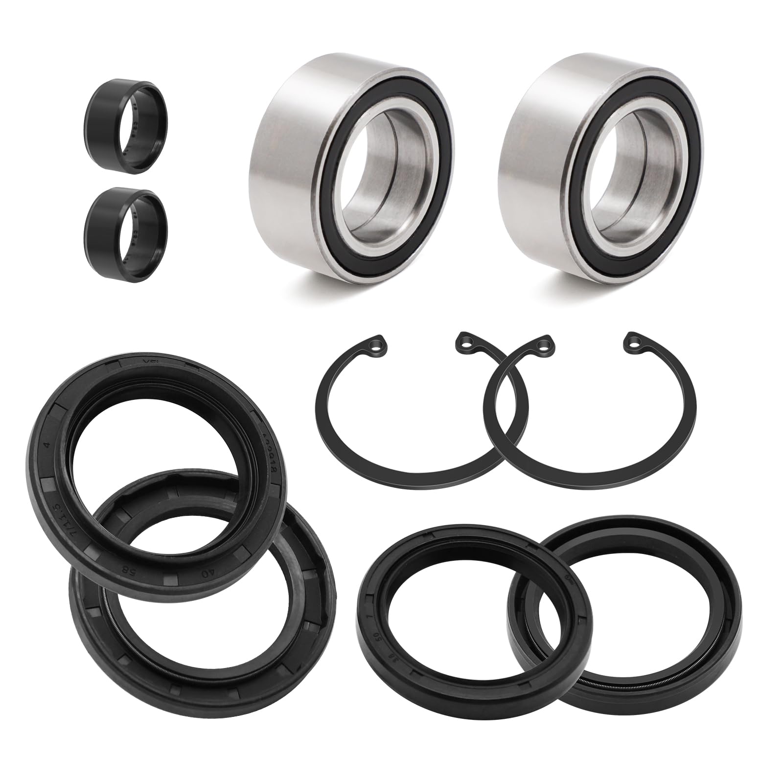 Front Wheel Bearings Seals for Honda FourTrax 300 Rancher 350 400 420 Only for 4x4, OEM# 91051-HC5-003 91209-HN2-003 91256-HC5-003 -Like New