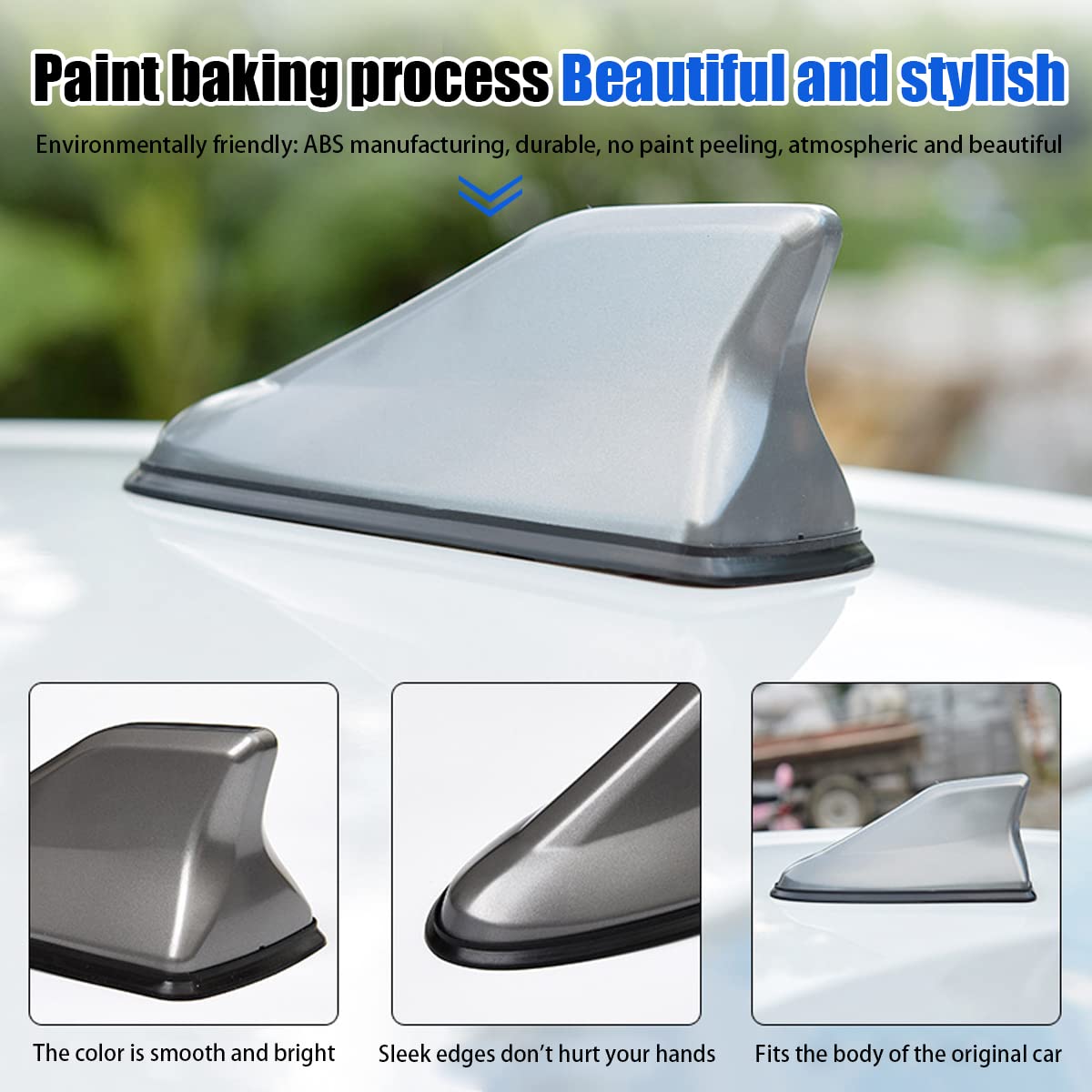 Car Shark Fin Antenna Cover, Roof Aerial Base Am/Fm Radio Signal For Car Suv Truck, Vehicle Shark Fin Shape Cover With Adhesive