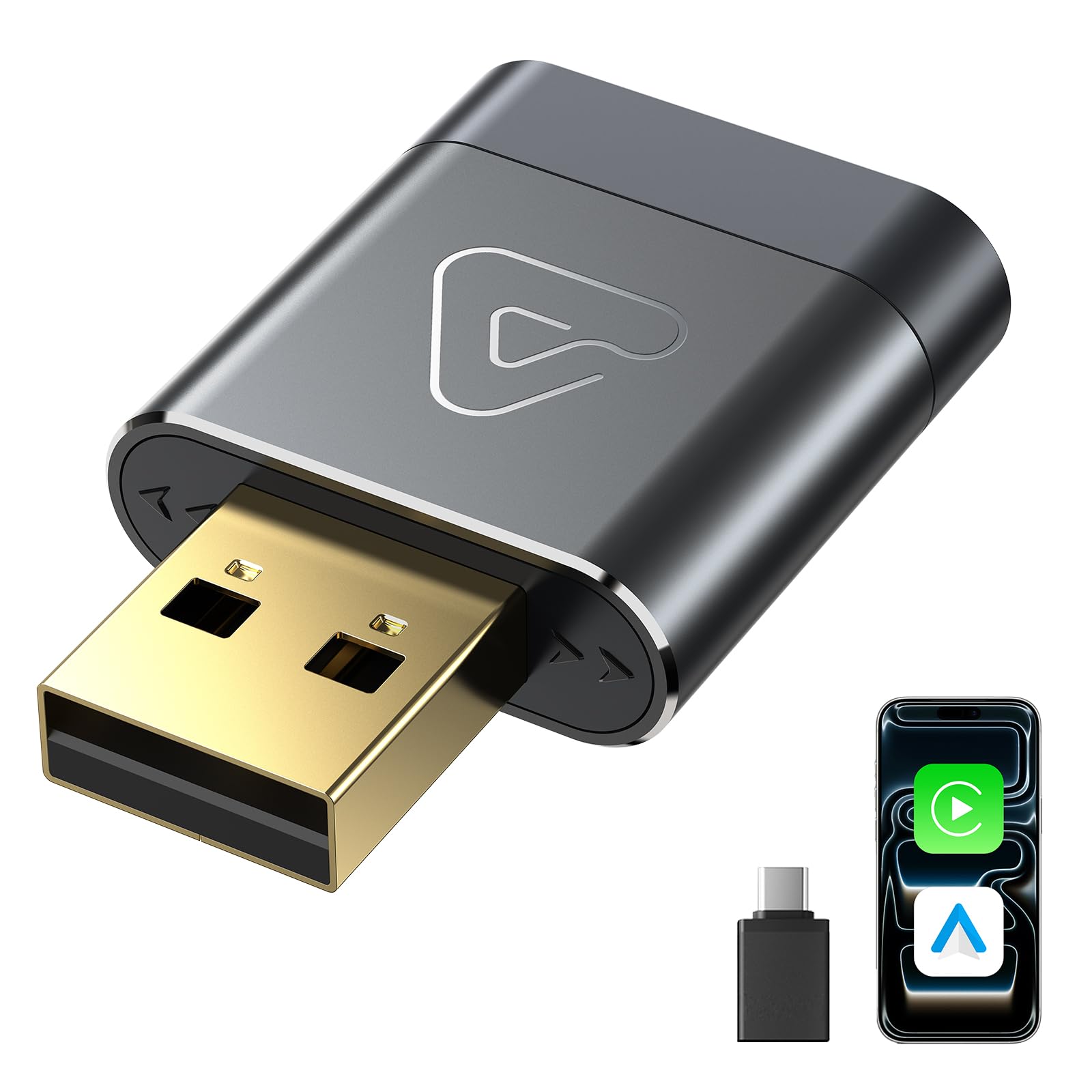 Wireless CarPlay & Android Auto Dongle for Digital Media Receivers Gray