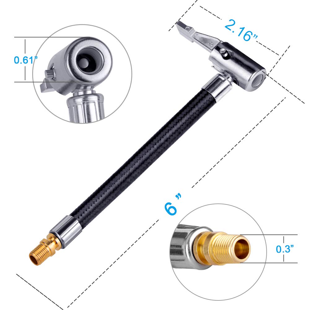 Lumiteco Tire Inflator Hose Adapter For Twist On Convert To Lock On Connection, With All Metal Lock On Air Chuck And Air Hose An