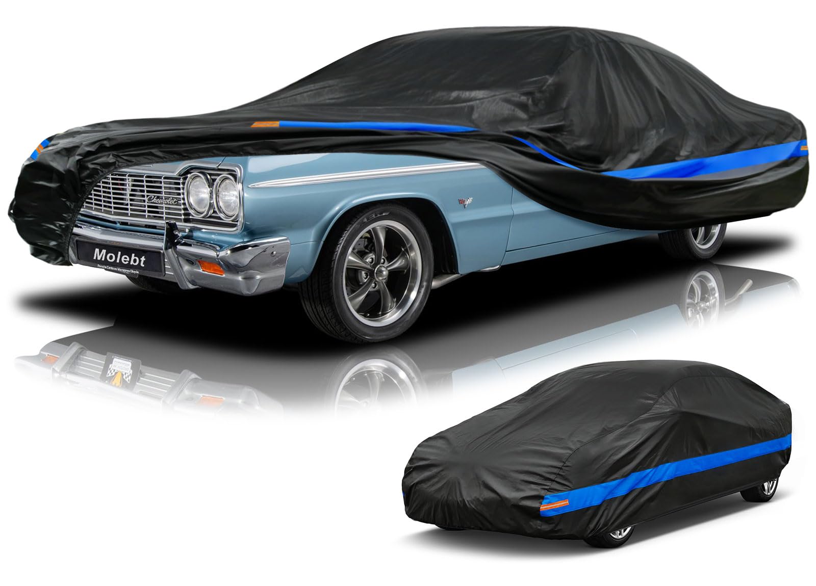 Molebt Car Cover Waterproof All Weather For Automobiles, Universal Fit Genesis G90, Ford Crown Victoria/Galaxie, Buick Roadmaste