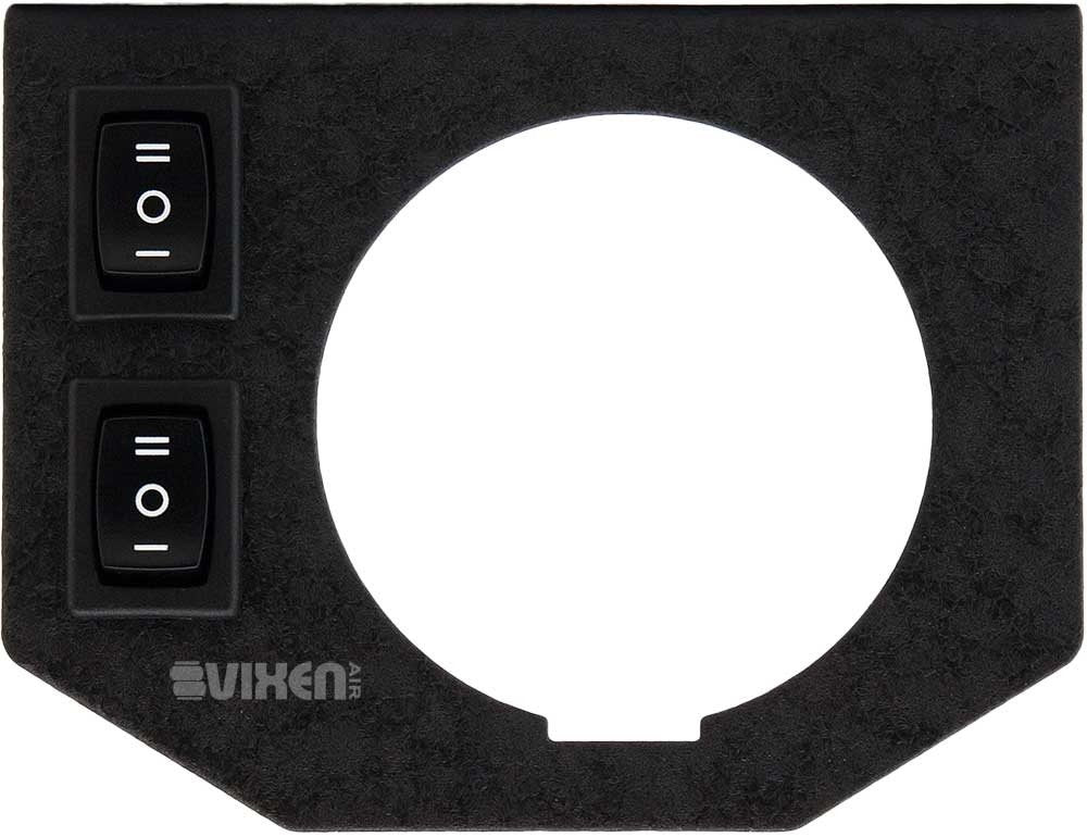 Vixen Air One 2' Dual Needle Air Pressure Black Gauge With Two Momentary Switches And Metal Dash Panel Kit Vxf1Gp2Rkb