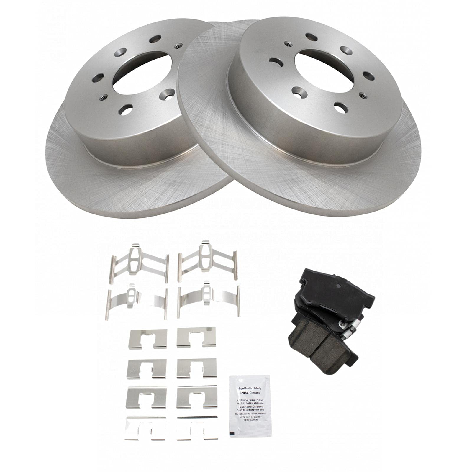 TRQ Rear Brake Pad & Rotor Kit Brake Pads Brake Rotor Ceramic Compatible with 2002-2003 Honda Civic