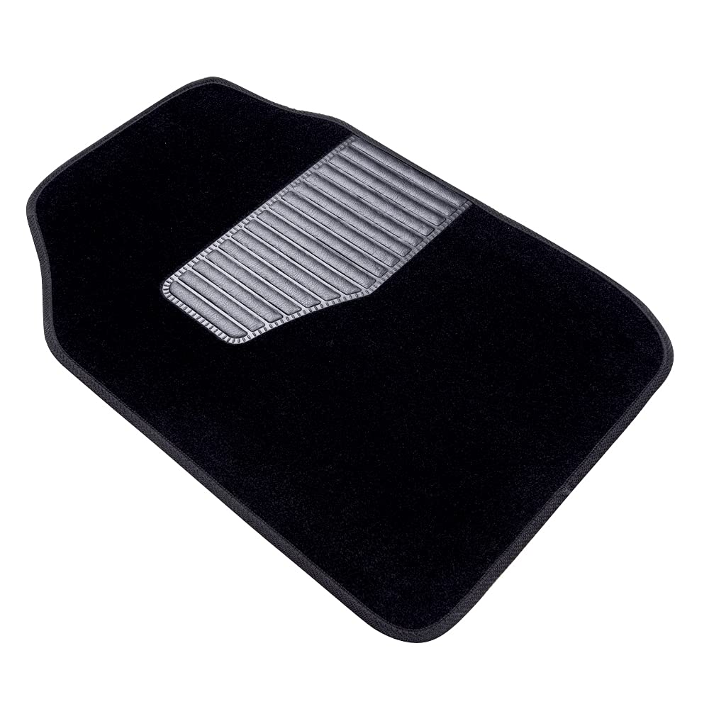 Amazon Basics Universal Fit Rubber Carpet Floor Mats For Car Suv Van & Truck, 4-Piece, Black, 25''L X 17.5''W (Front), 13''L X 1