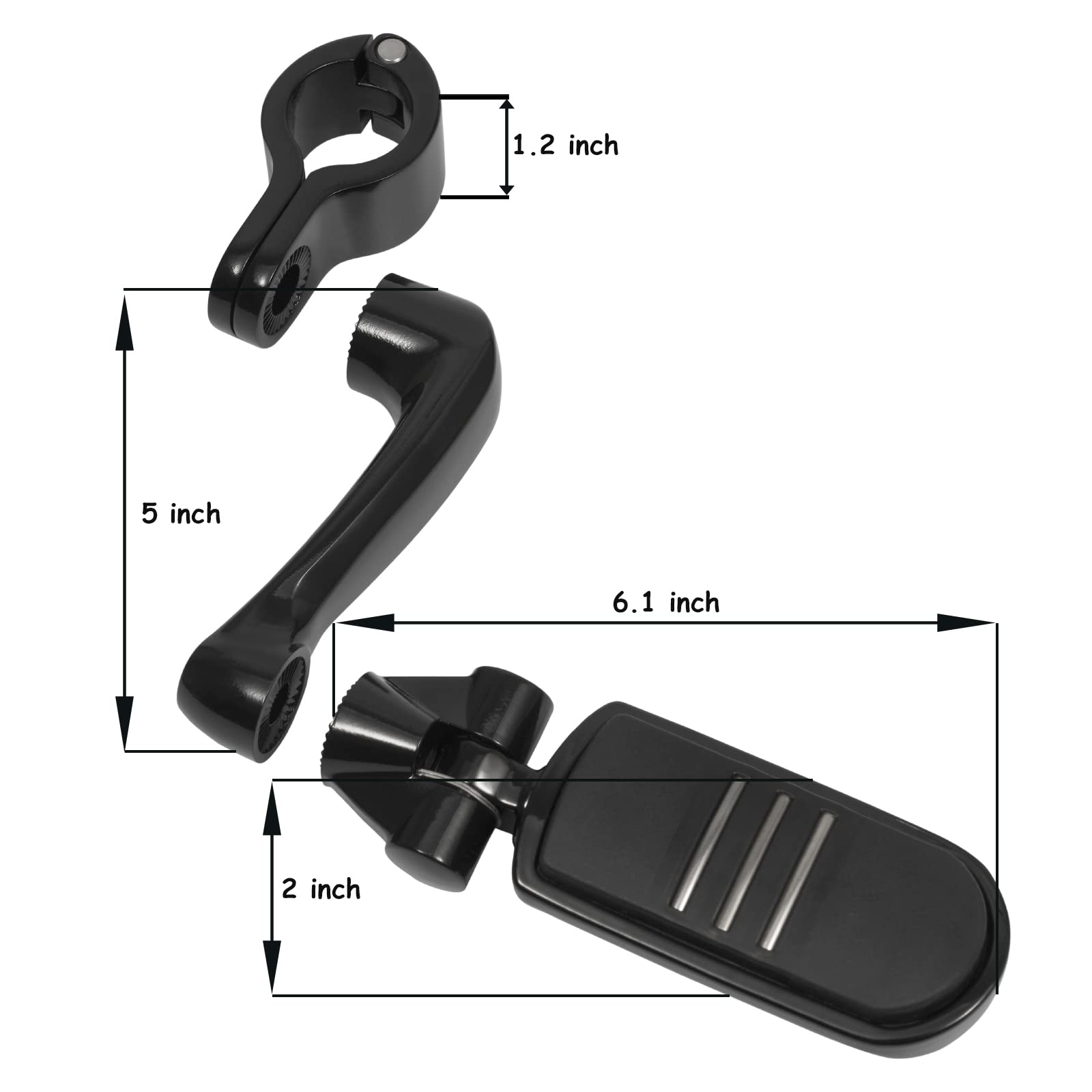 Yenhur 1.25'' Highway Pegs Kit,Gloss Black Finsh,Strength Steel Clamps,Extension Arms And Streamliner Pegs Fit For Harley Davids