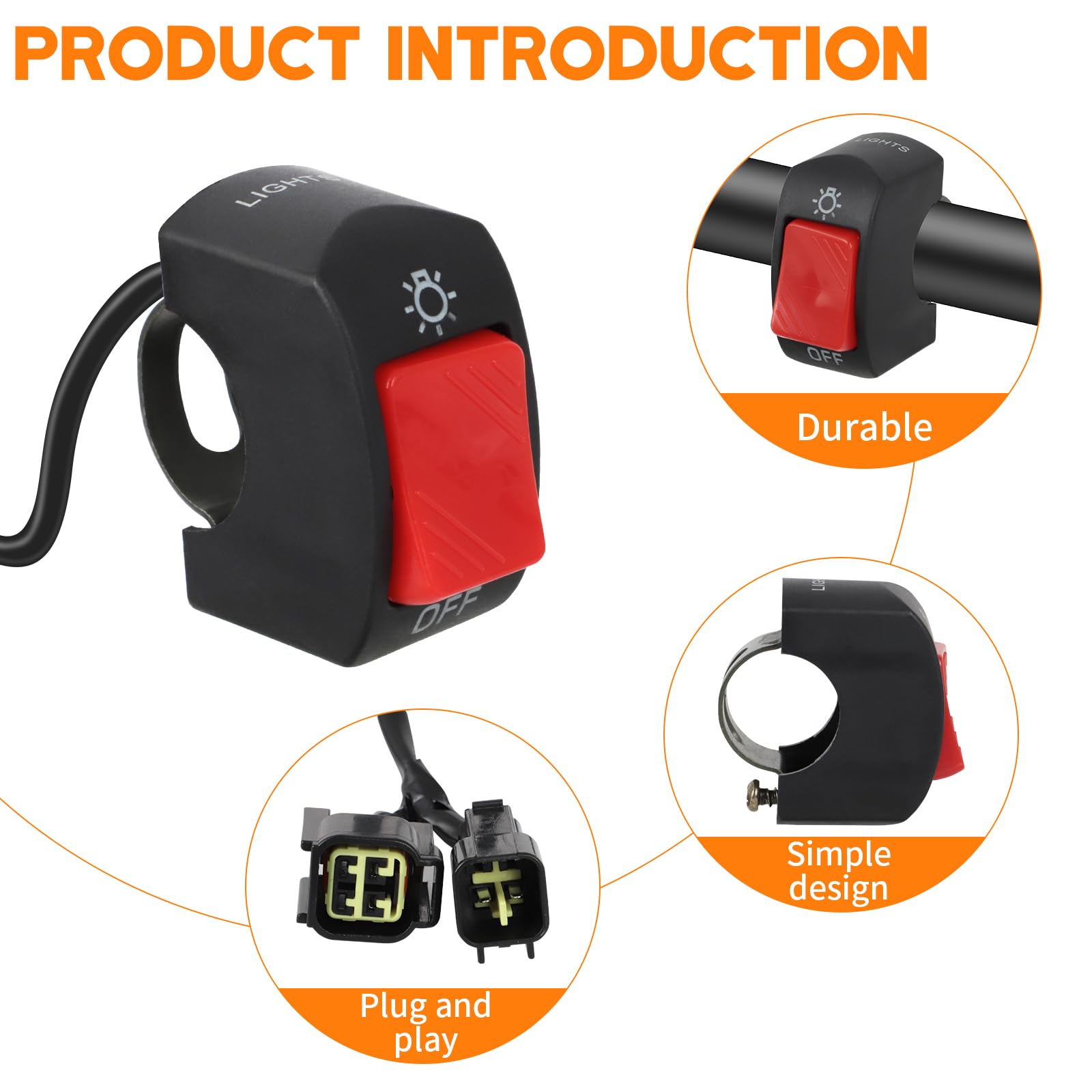 Alpha Rider Headlight Kill Switch for Talaria Sting R MX4 - Red, Plug & Play LED On/Off Switch