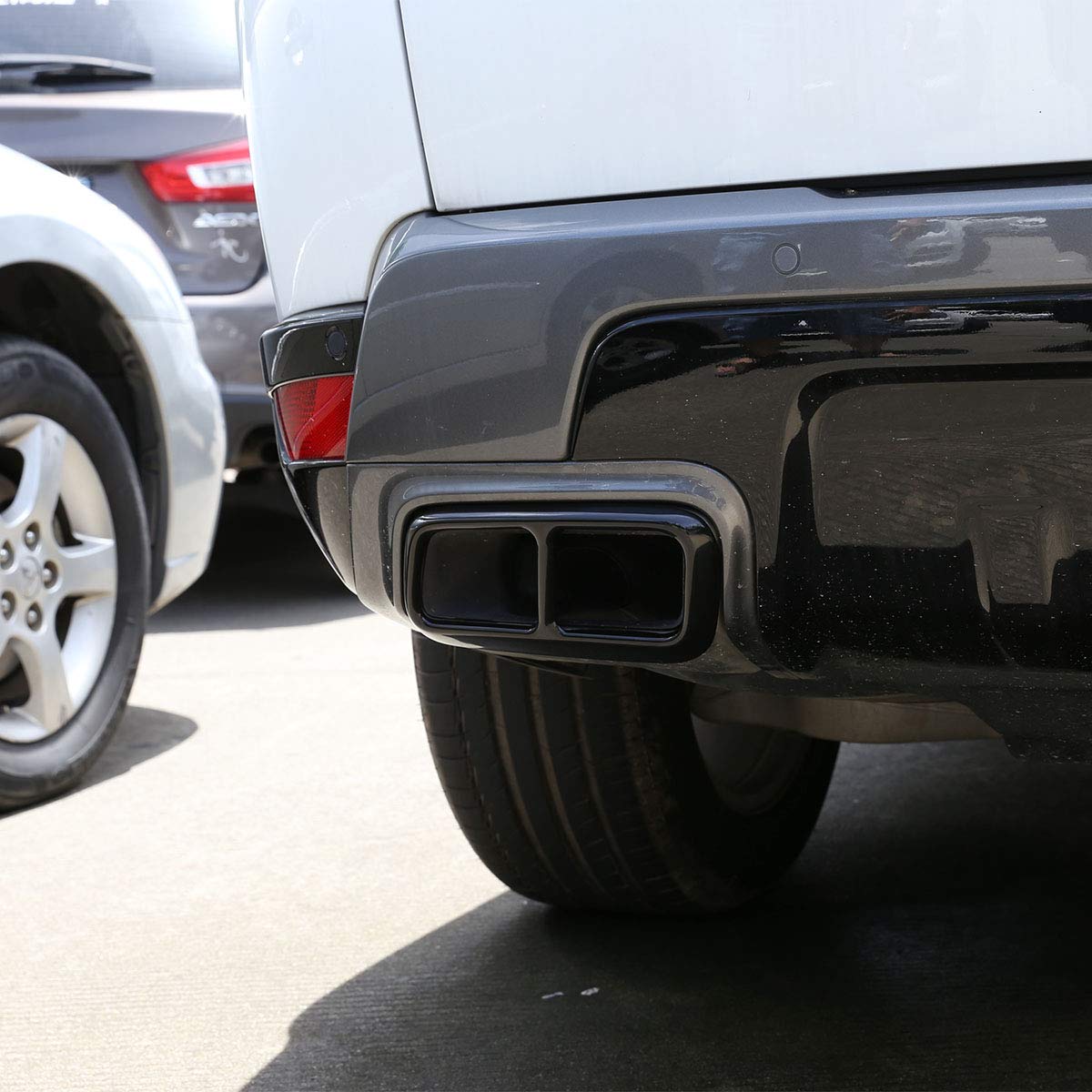 Cheya 2Pcs Bright Black Chrome Stainless Steel Car Tail Exhaust Pipe Cover Trim For Range Rover Sport 2018 2019 2020 Year Accessories