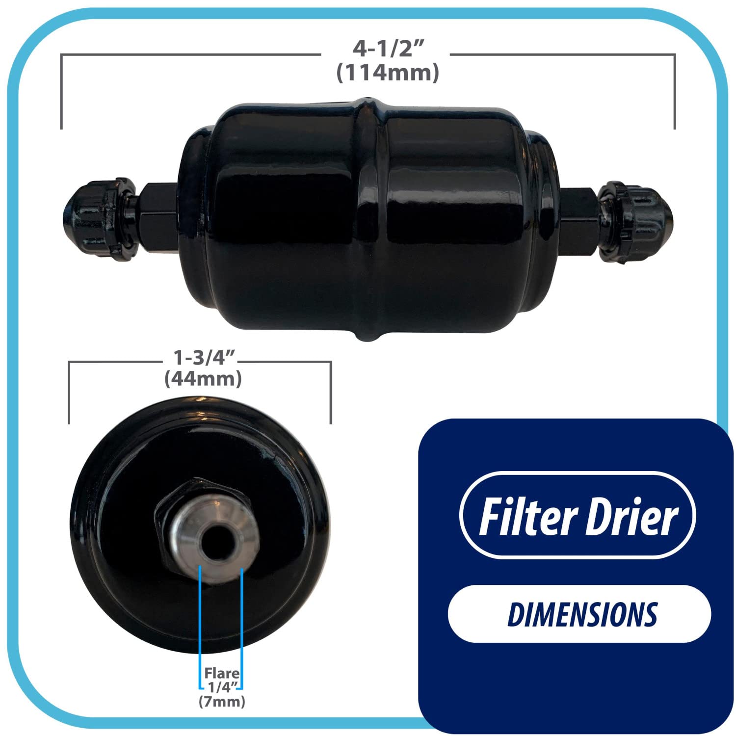Appli Parts Apfd-032 1/4 In Liquid Line Refrigerant Ac Filter Drier Hvac Refrigeration 032 Sae Flare Connection Universal Unidirectional 4-1/2 In Long 1-3/4 In Wide