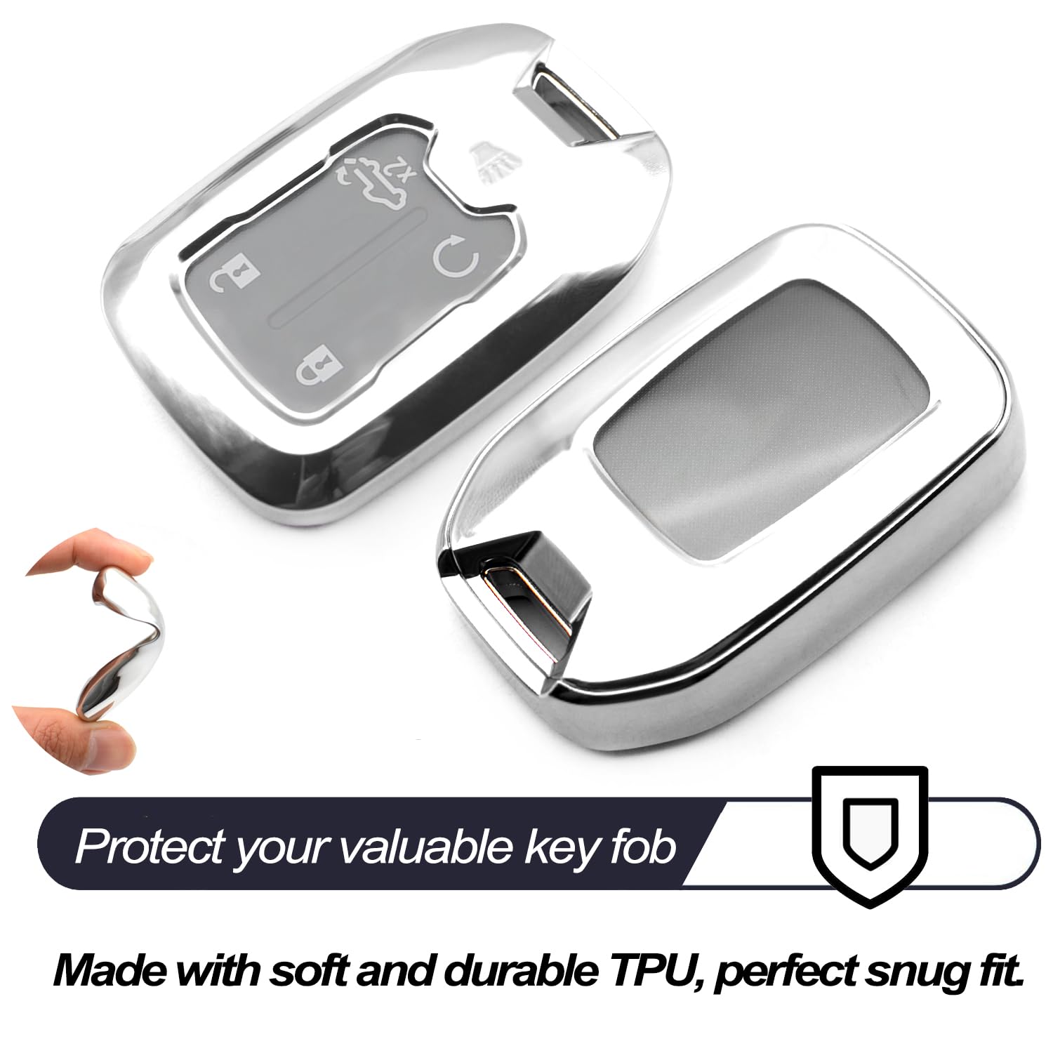 Compatible With 2020 2021 Chevrolet Chevy Silverado 1500 2500 3500 Suburban Tahoe Gmc Acadia Terrain Yukon Silver Tpu Key Fob Co