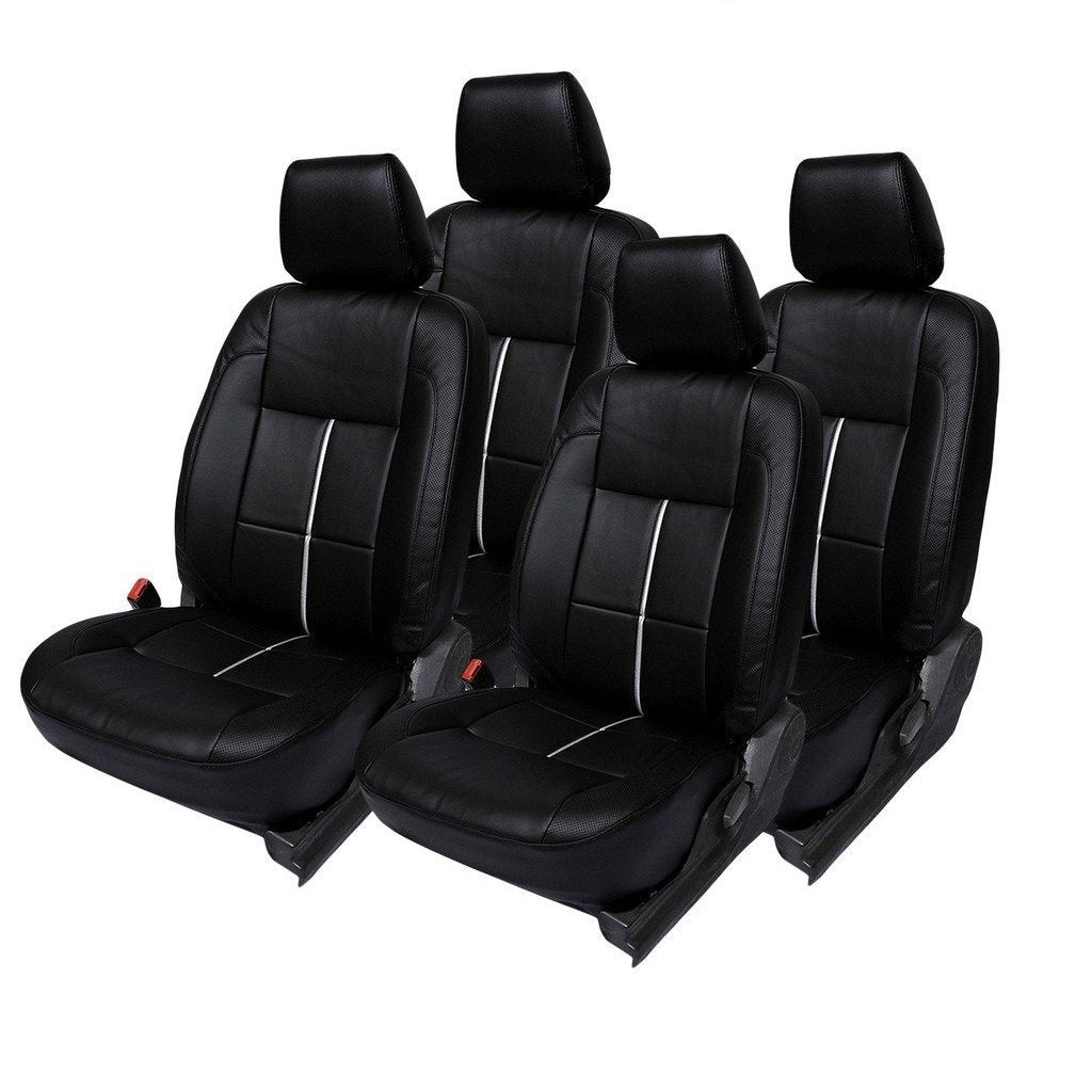 Hi Art Black and Silver Leatherite Custom Fit Car Seat Covers Compatible with Maruti Astar (20082012)  Complete Set