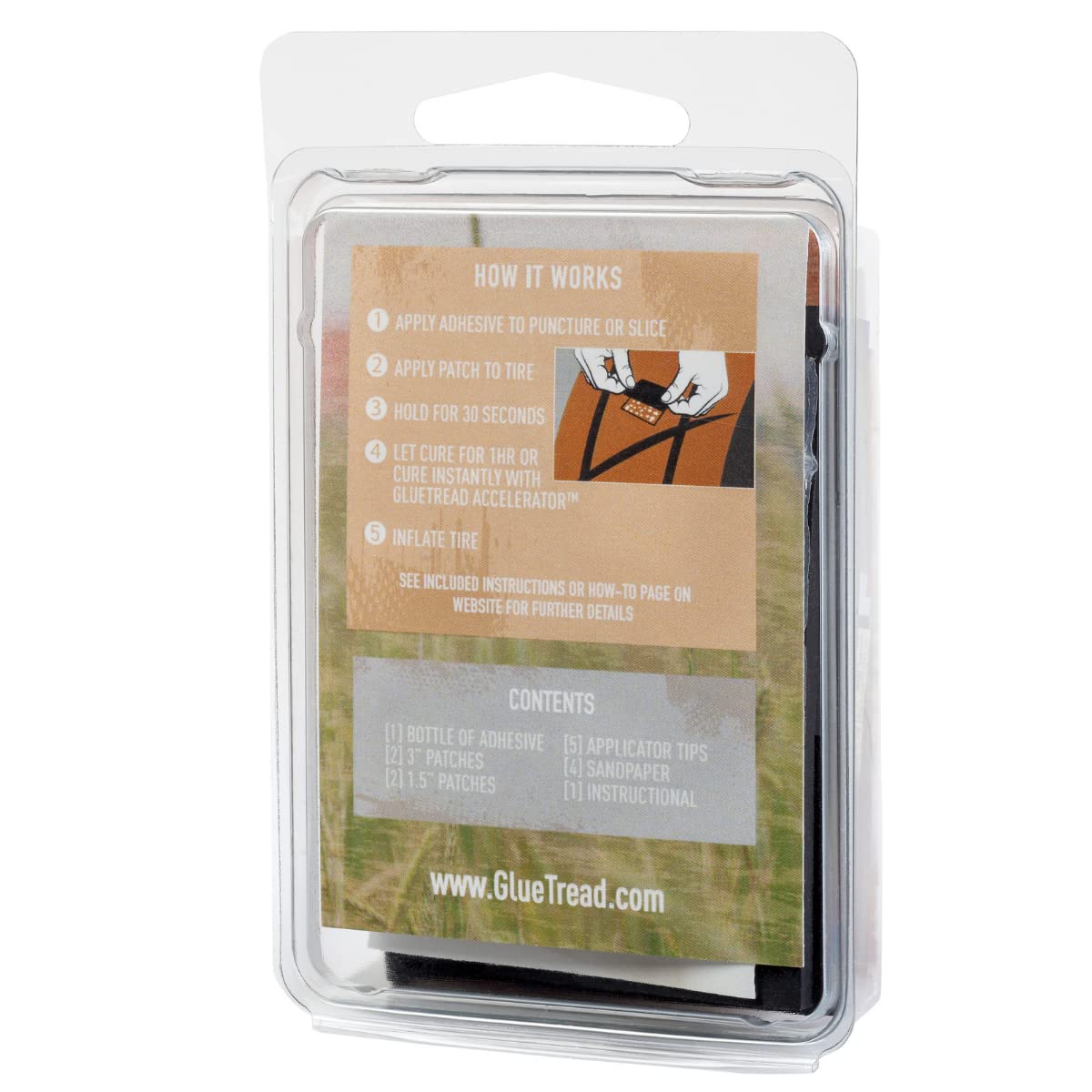 GLUETREAD GlueTread External Patch Kit for Tubeless Tires - Repair 4 Tires - ATV Sidewall Kit - Model GTVA003A
