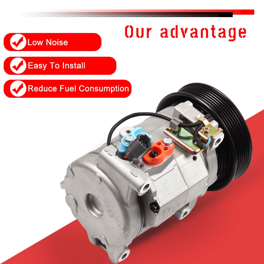 cciyu AC Compressor Pump for Honda for Accord 2.4L 2003-2007 Replaces AC Compressor for Car 7 Grooves 10S17C