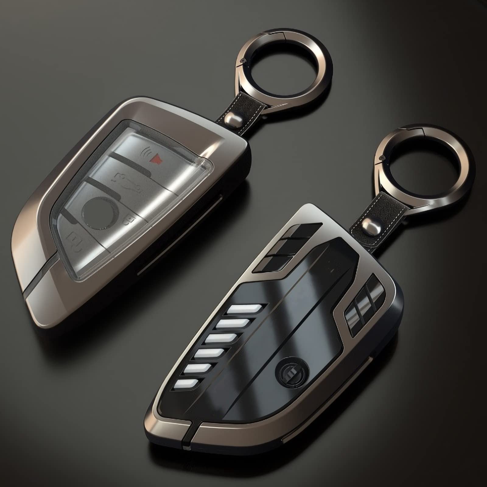 Phmnkl Alloy Car Key Case Rings Cover Holder For Bmw 1 3 5 7 Series 530 F48 X1 X2 X3 X4 X5 X6 Classic Engine Head Concept (A Style Glod)