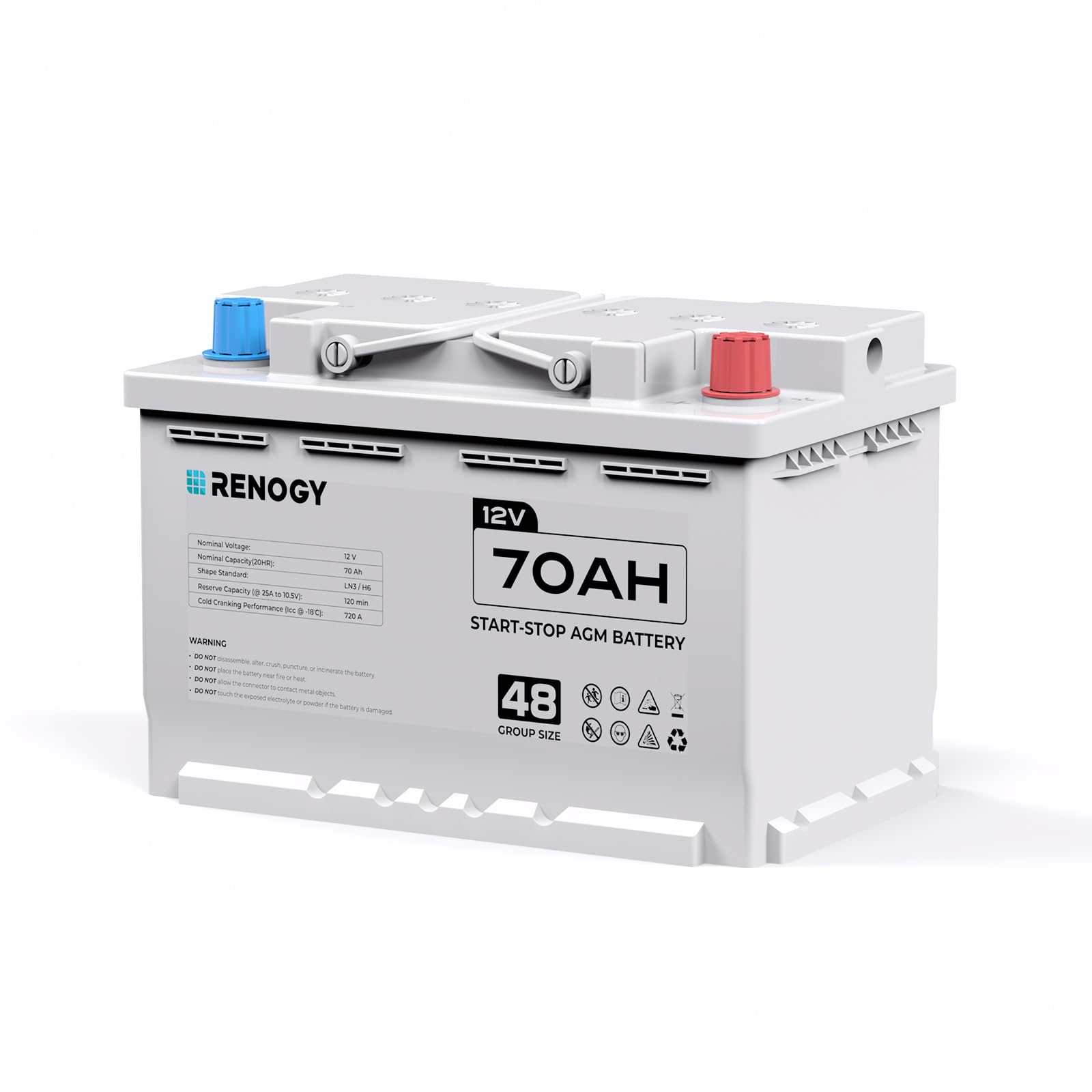 Renogy Deep Cycle AGM 12 Volt 100Ah Battery w/ Box, 3% Self-Discharge Rate, 1100A Max Discharge Current, Safe Charge Appliances 