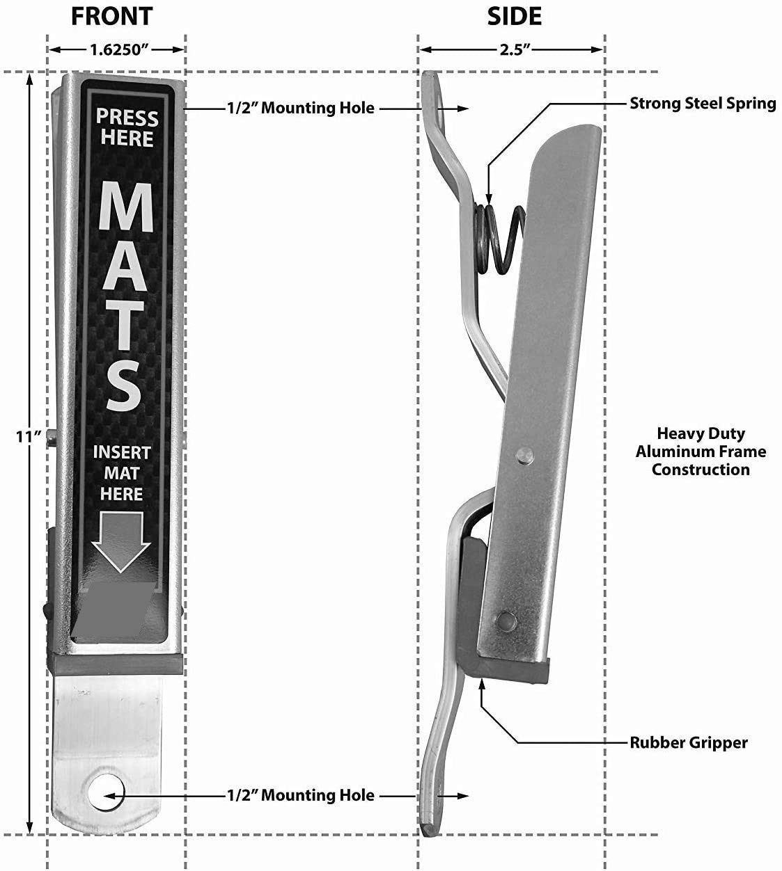 Hi-Tech Car Wash Mat Clamps - Heavy Duty Wall Mount Floor Mat Holders - Secure, Durable, And Easy To Install - Ideal For Home Ga