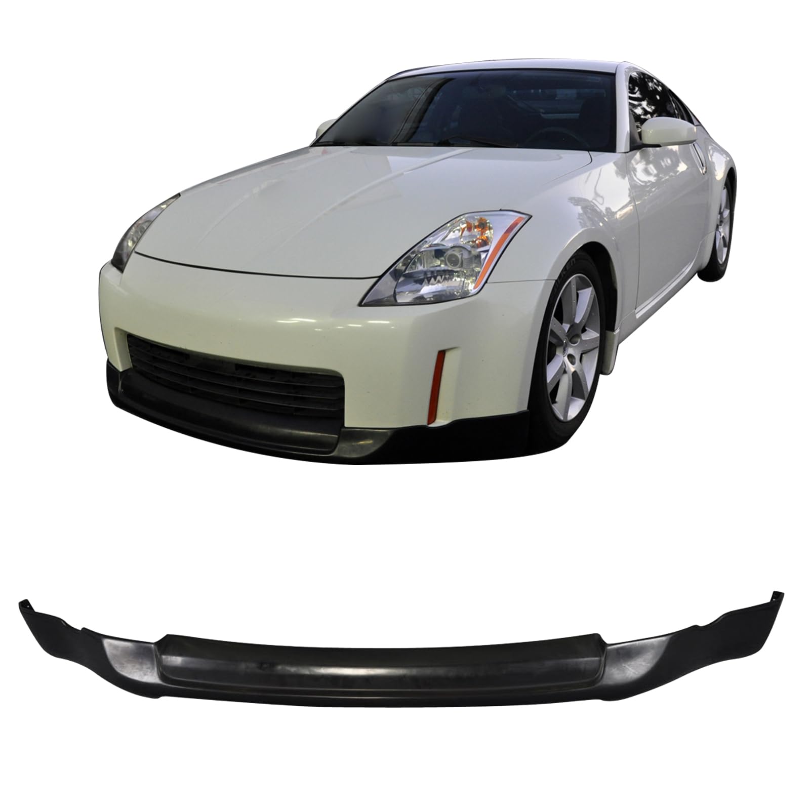 Front Bumper Lip Compatible with 2003-2005 Nissan 350Z, ING-S Style PU Black Front Lip Spoiler Splitter by IKON MOTORSPORTS, 200