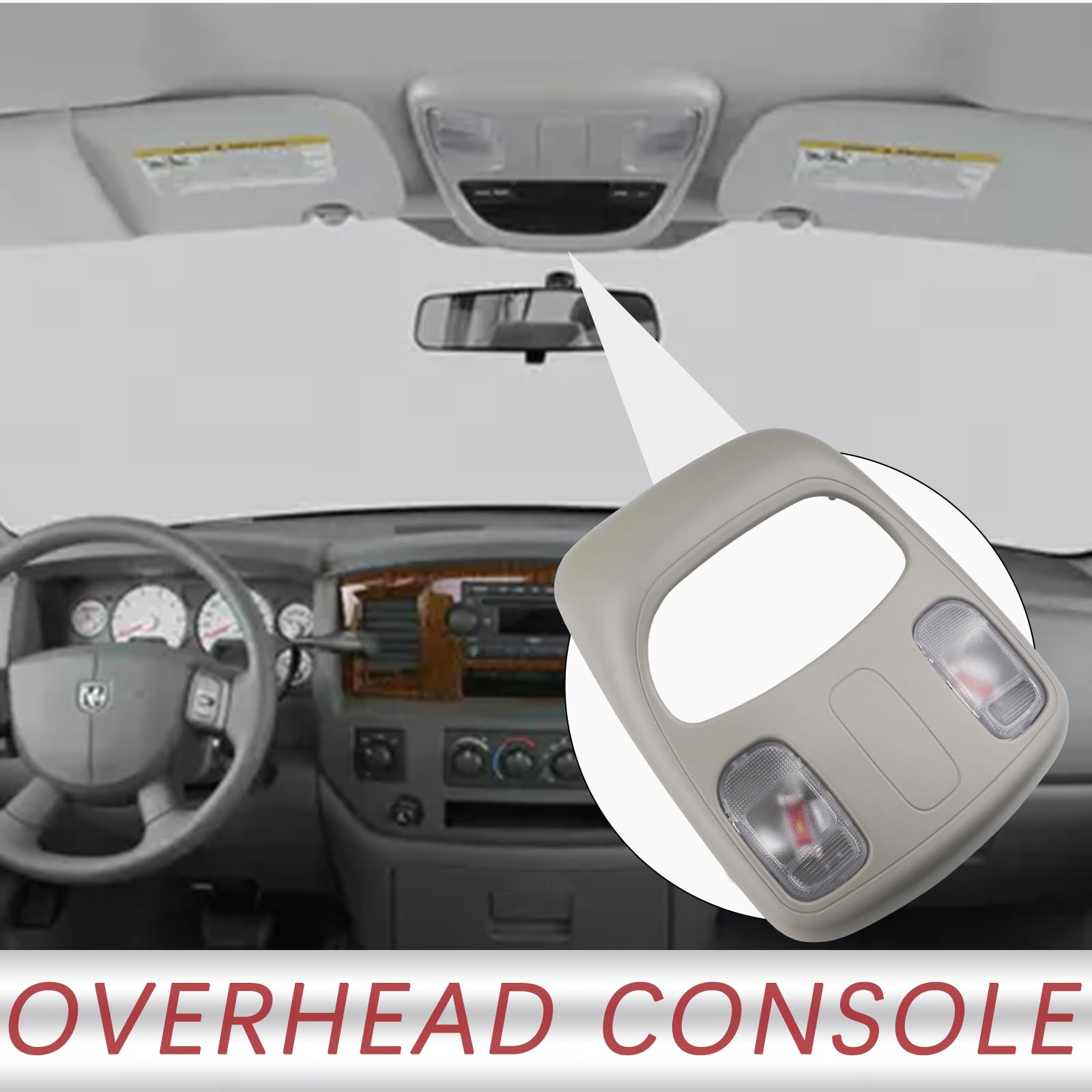 Tqponly Upgraded Dome Map Led Reading Light Lamp Overhead Console Compatible With Dodge Ram 1500 2500 3500 4500 5500 Replaces 1D