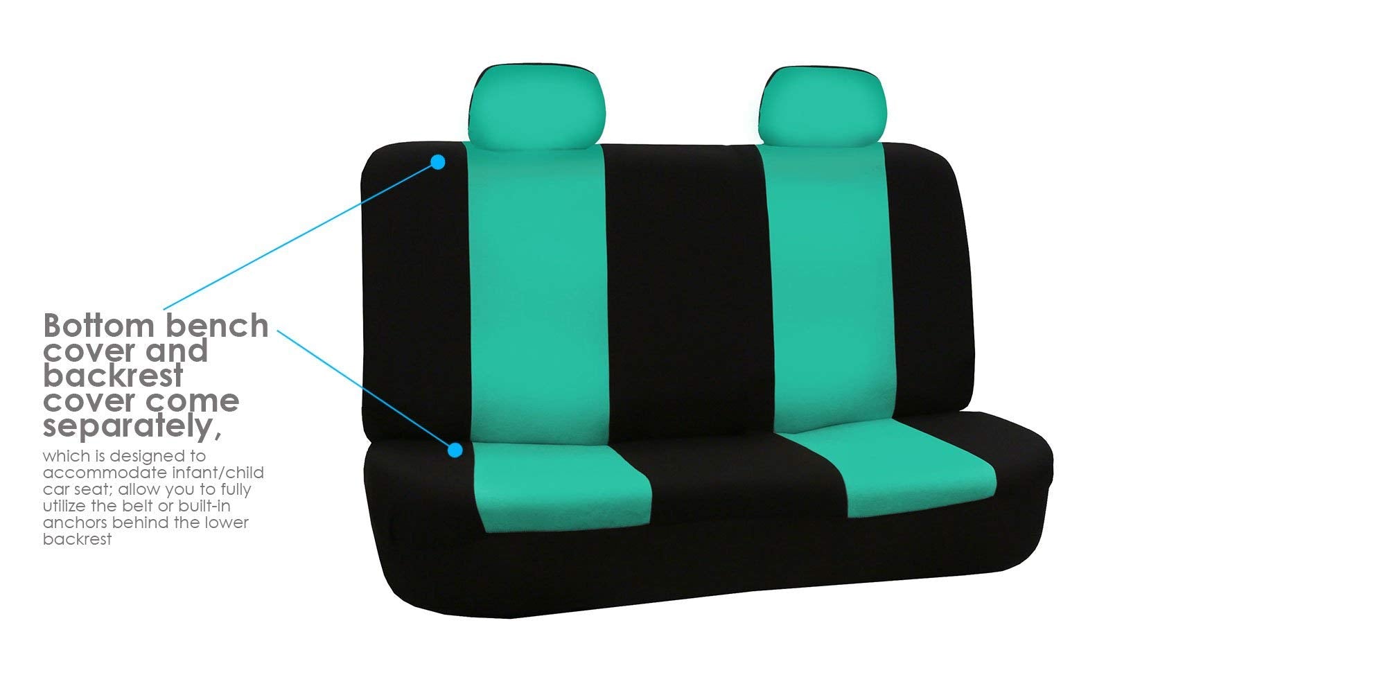 Fh Group Fb050012 Flat Cloth Seat Covers (Mint) Rear Set - Universal Fit For Cars Trucks & Suvs