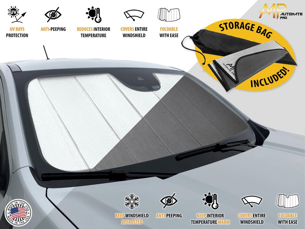 AutoMate Pro Custom Fit Windshield Foldable Sunshade for 2026 Honda Passport SUV, Compact Reflective Block UV Rays Visor Protect