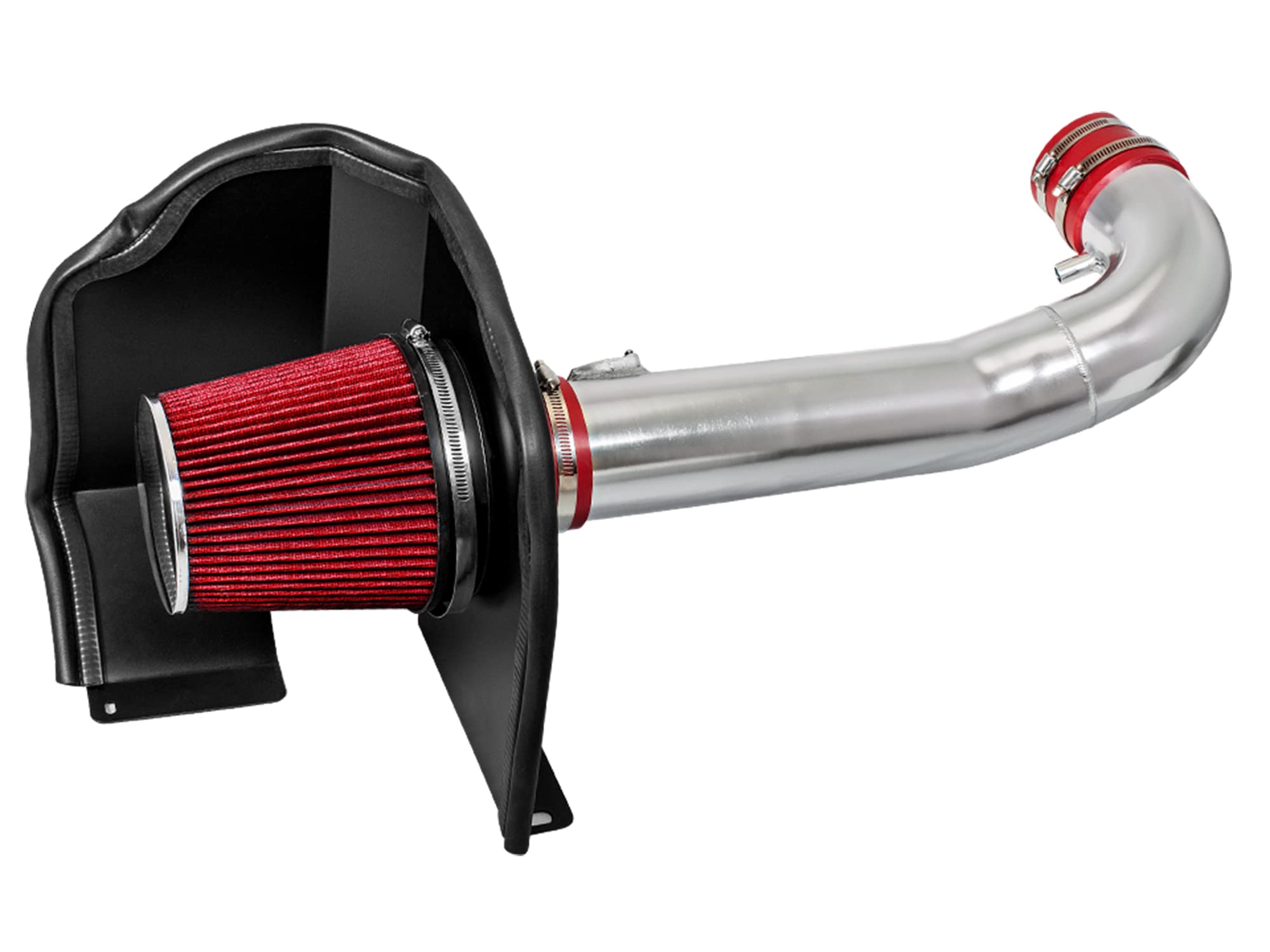 Cold Air Intake System With Heat Shield Kit + Filter Combo Red Compatible For 14-18 Chevy Silverado 1500 / Gmc Sierra 1500 4.3L V6