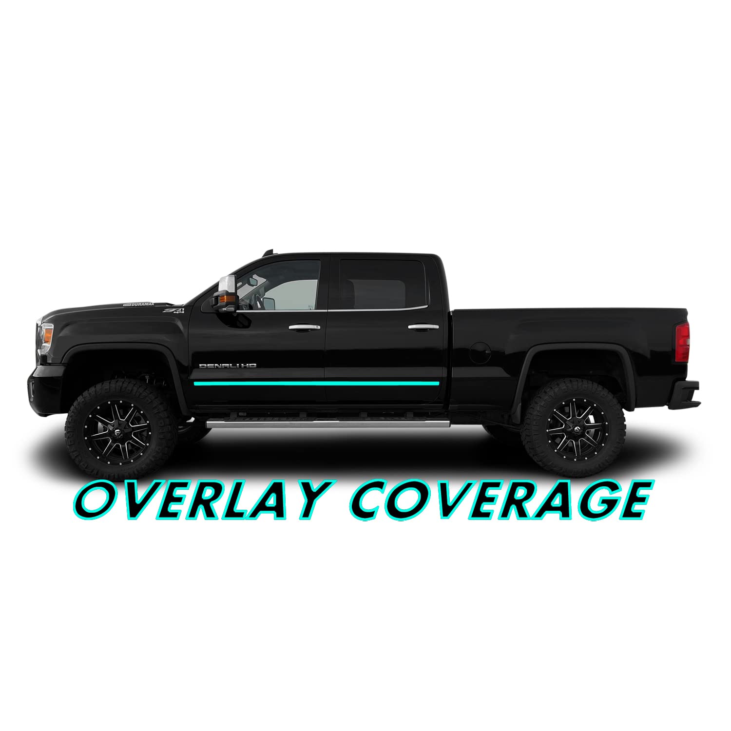 SlickMod Chrome Delete Vinyl Overlay for 2014-2019 GMC Sierra Door Trim, 2-Piece, Gloss Black