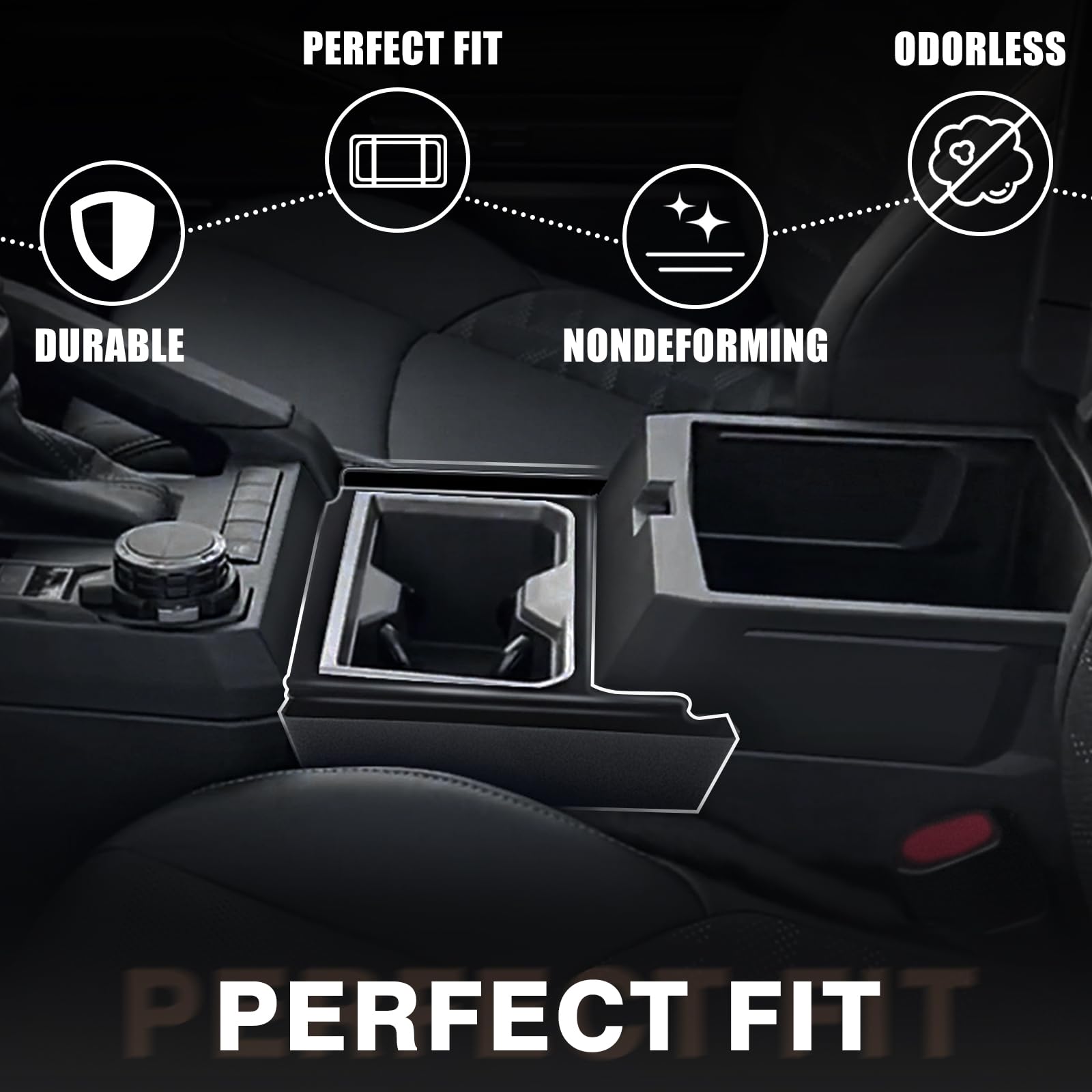 Muslogy Center Console Organizer for 2024-2026 Tacoma & 2025+ 4Runner - Black ABS Plastic Hanging Storage Box, Console Side Organizer