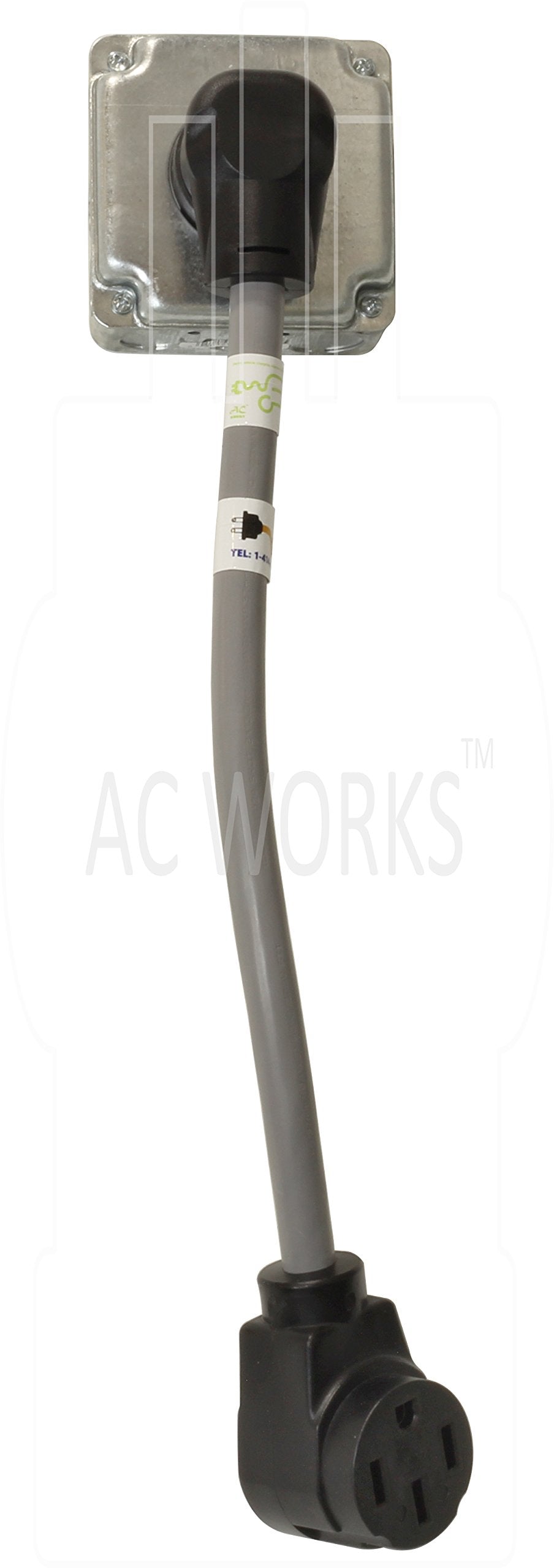 AC WORKS Electric Vehicle Charging Adapter for Tesla, 30A 250V, Model EV630MS-018, Grey