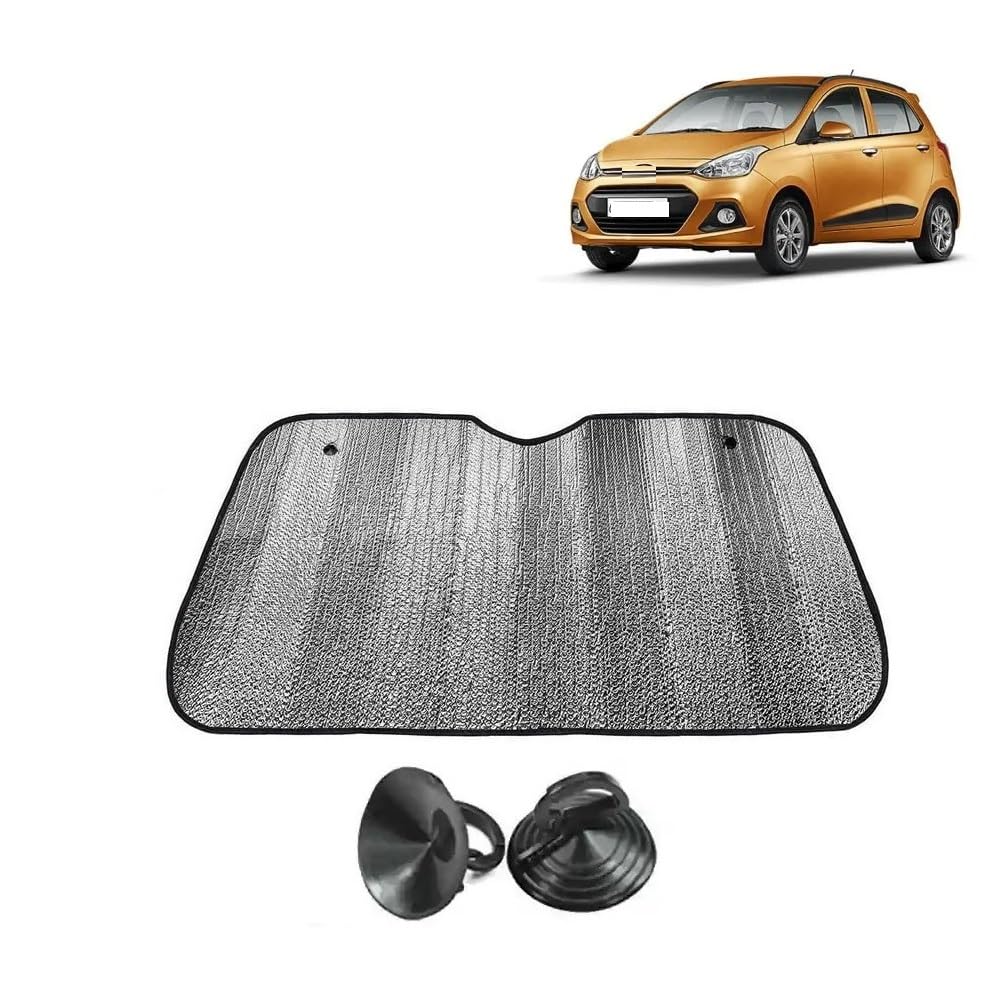 Car Windshield Sun Shade UV Rays Protector Silver Sunshade Solar Reflective Suitable for H y u n d a i i10 Grand