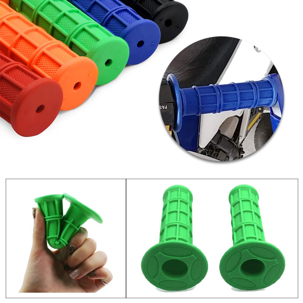 Worldmotop Motorcycle Handlebar Grips Non-Slip Soft Rubber Grips Handlebar With 7/8' 22Mm 24Mm Replacement For All Off Road Atv Dirt Bike, Bike Handle Grips(Green)