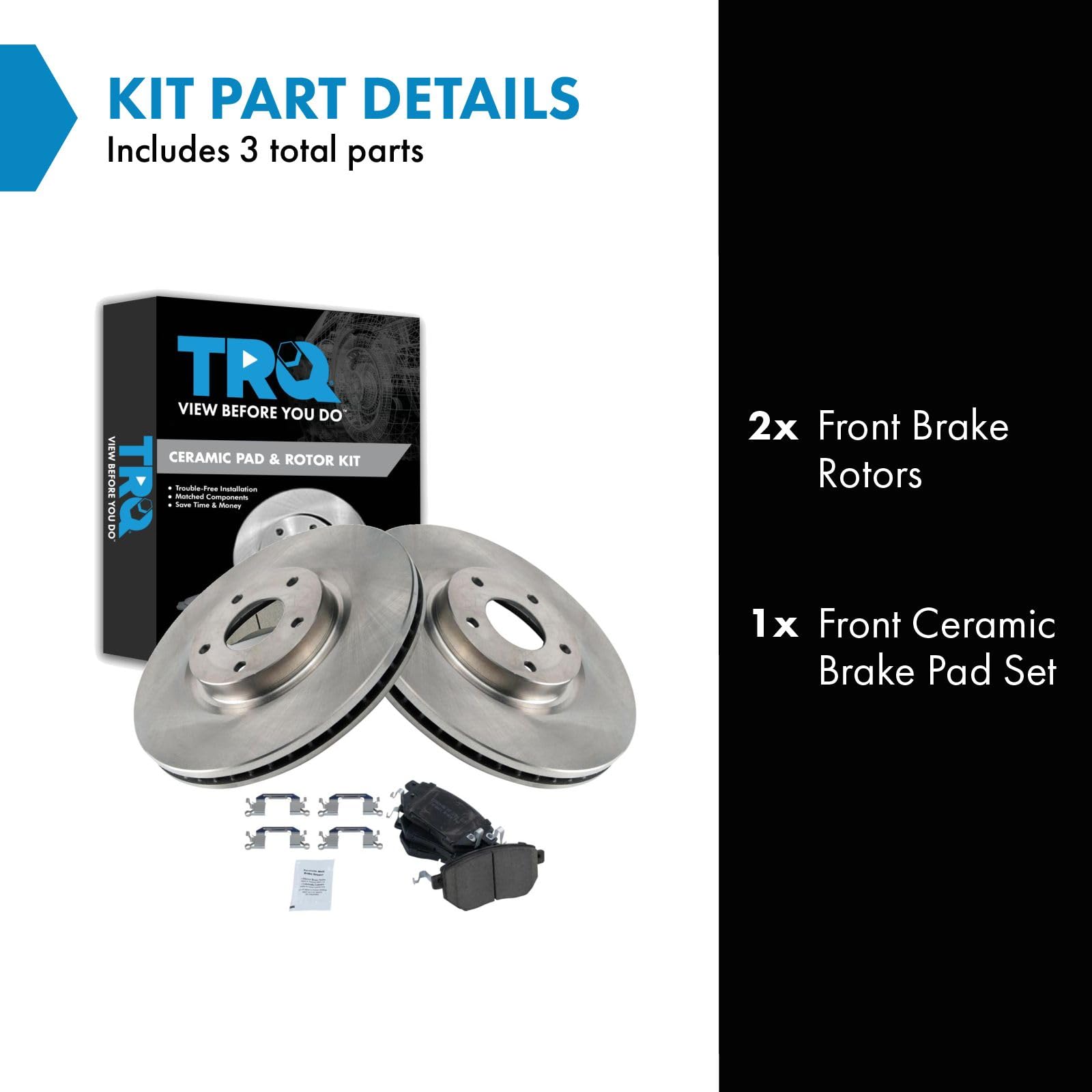 Trq Front Brake Pad & Rotor Kit Brake Pads Brake Rotor Ceramic Compatible With 2003-2007 Nissan Murano