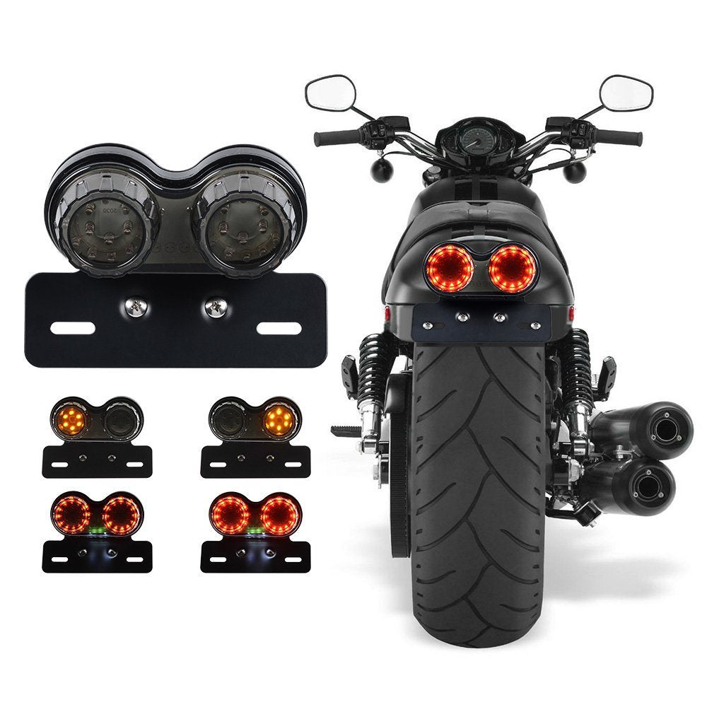 Ankia 40-Led 40W Tail Light Integrated Running Lamp Brake&Turn Signal Light With License Plate Bracket For Harly Motorcycle Street Bike Cruiser Chopper (Black)