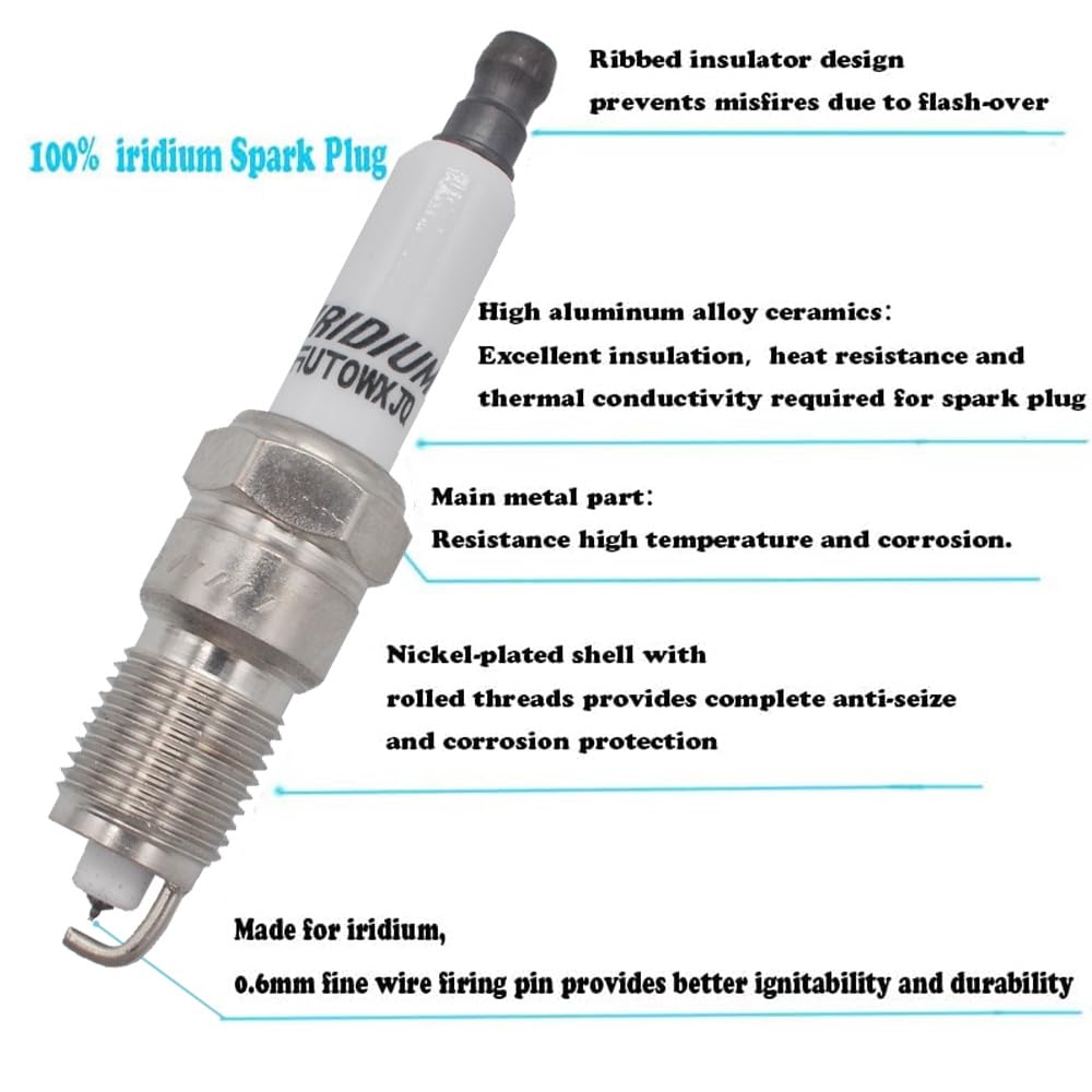 Autowxjq Iridium Spark Plug 8pcs Replace 3951 TR55 Compatible with Chevrolet Silverado 1500 GMC Cadillac Escalade Buick Ford F-1
