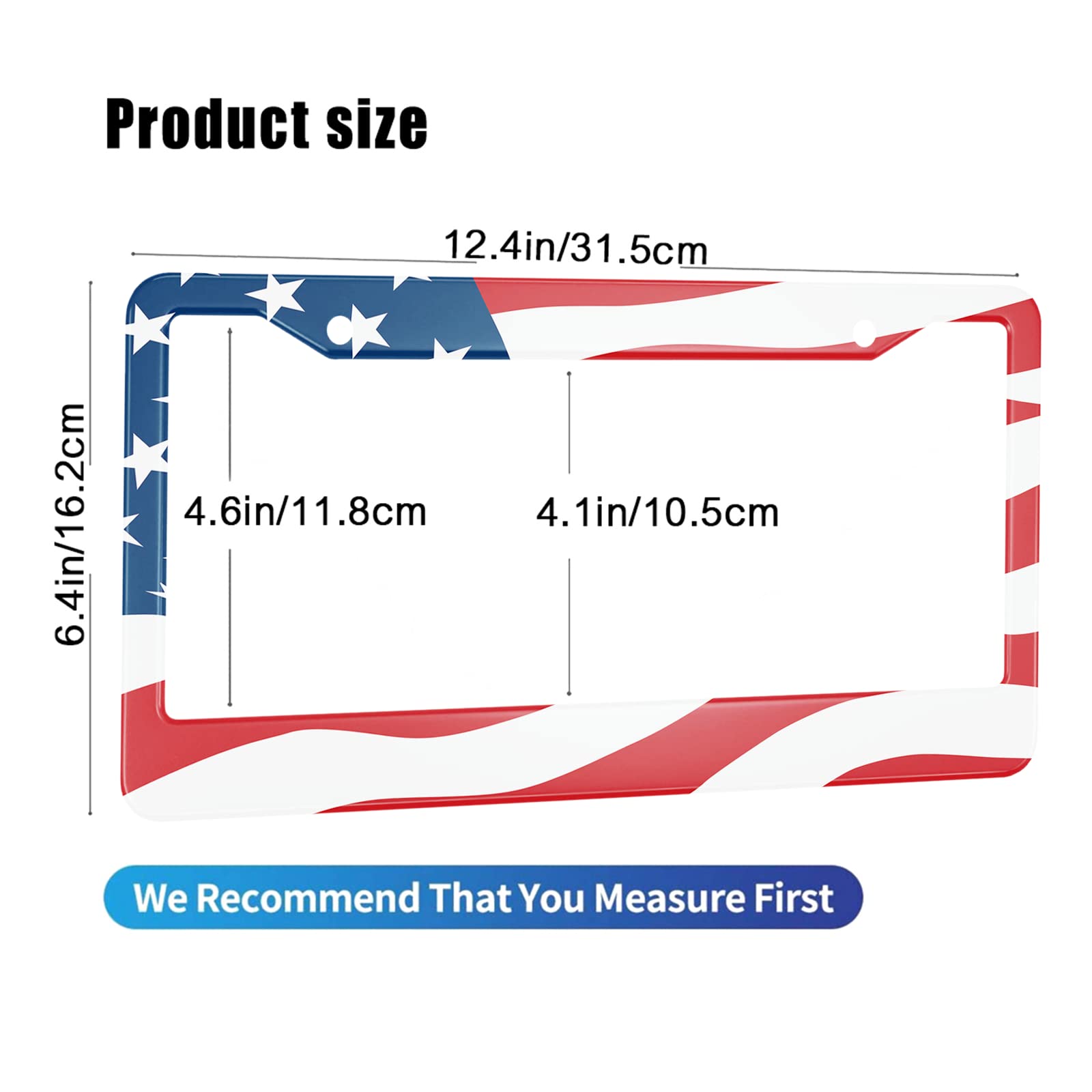 HOSNYE The American Flag License Plate Frame Black 2 Pcs Waving in The Wind Metal Cute Licenses Plates Frames Licenses Plate Cov