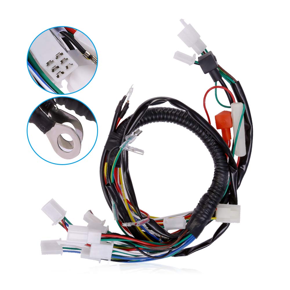 Anxingo Electric Start Wire Loom Wiring Harness Quad Complete Harness Fit For Chinese Atv Utv Quad 4 Wheeler 50Cc 70Cc 90Cc 110C