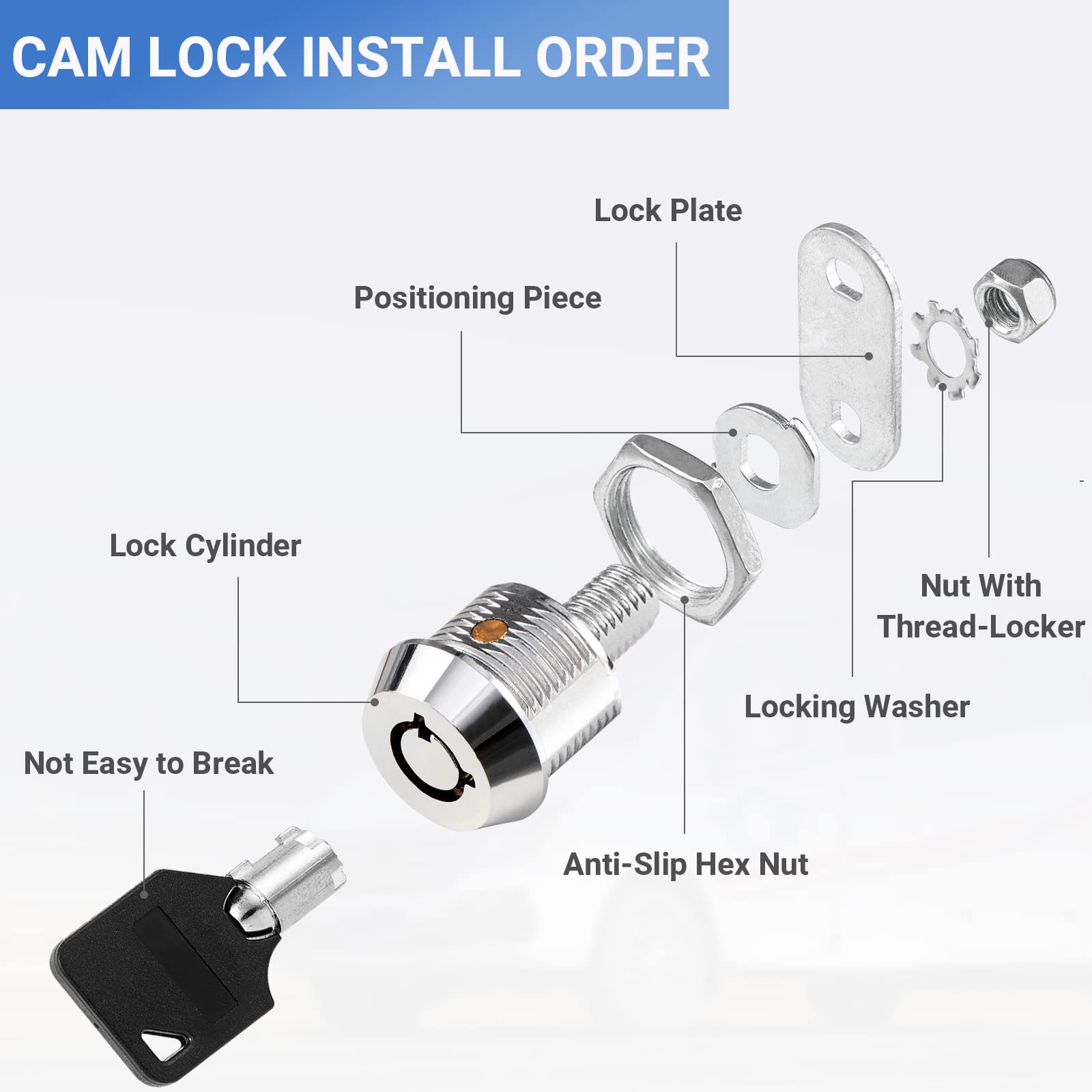 Sissinda Cam Lock Rv Storage Locks Keyed Alike, 5/8'' Fits On 3/8'' Max Door Thickness, Rv Locks For Compartment Door, Camper, T