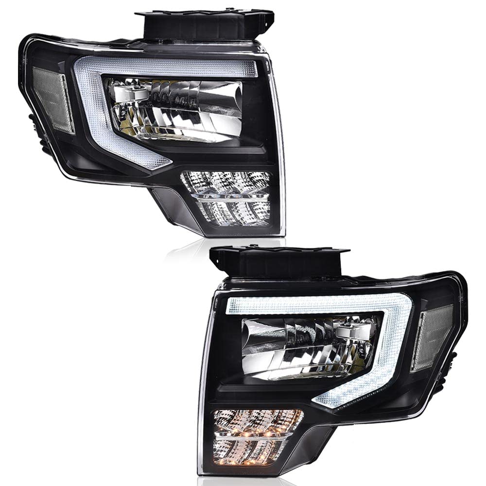 Pit66 Led Headlight Assembly Compatible With Ford F150 2009 2010 2011 2012 2013 2014, Headlamps Replacement Driver & Passenger C