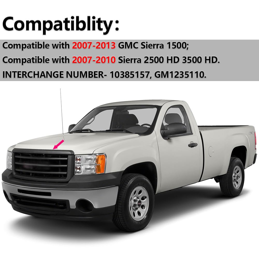 PIT66 Hood Molding Trim Moulding, Compatible with 07-13 GMC Sierra 1500/07-10 Sierra 2500 HD 3500 HD 10385157, GM1235110 Hood Pa