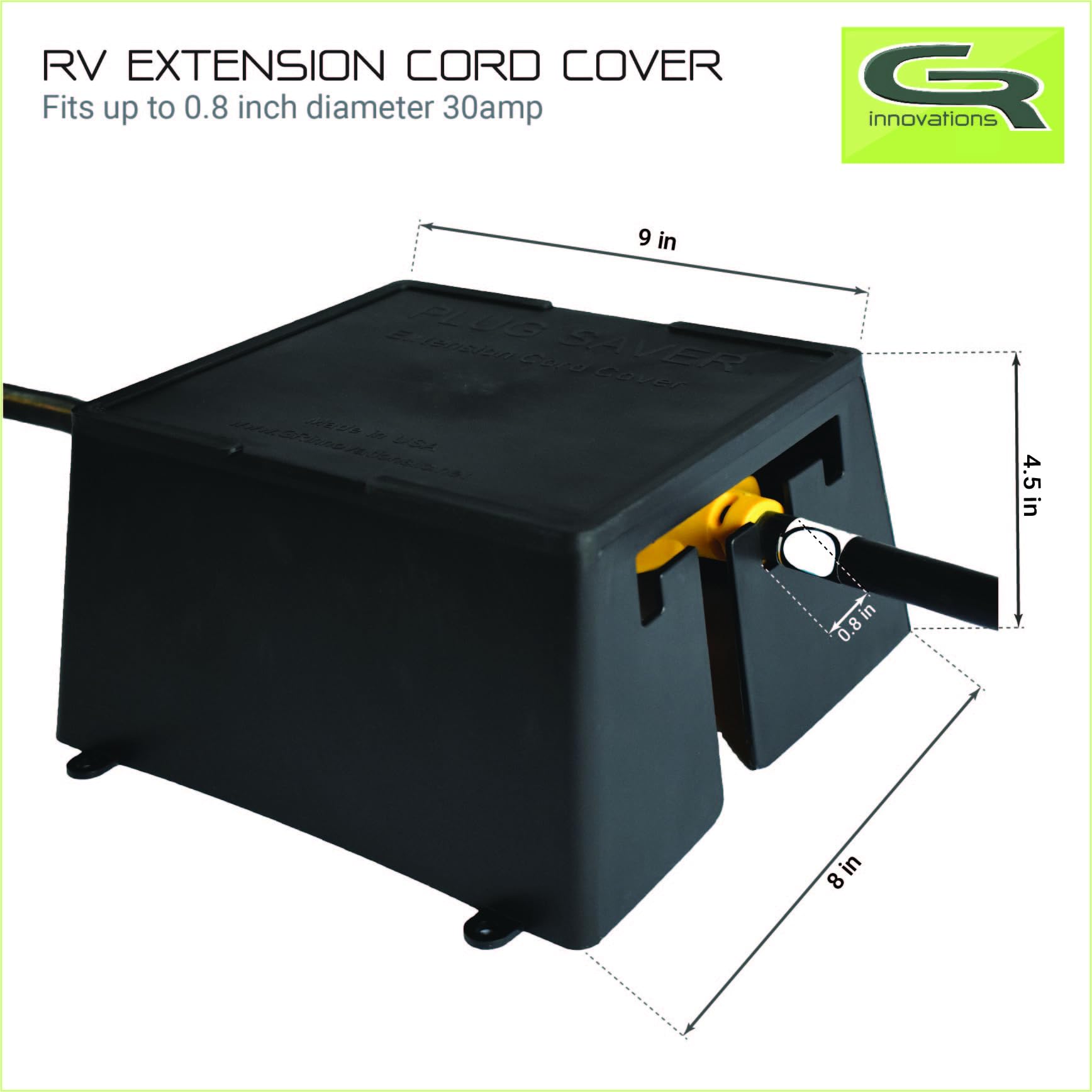 GR Innovations RV Extension Cord Cover - Plug Saver, 30 Amp/50 Amp, Made in USA, Outdoor Electrical Cord Protection
