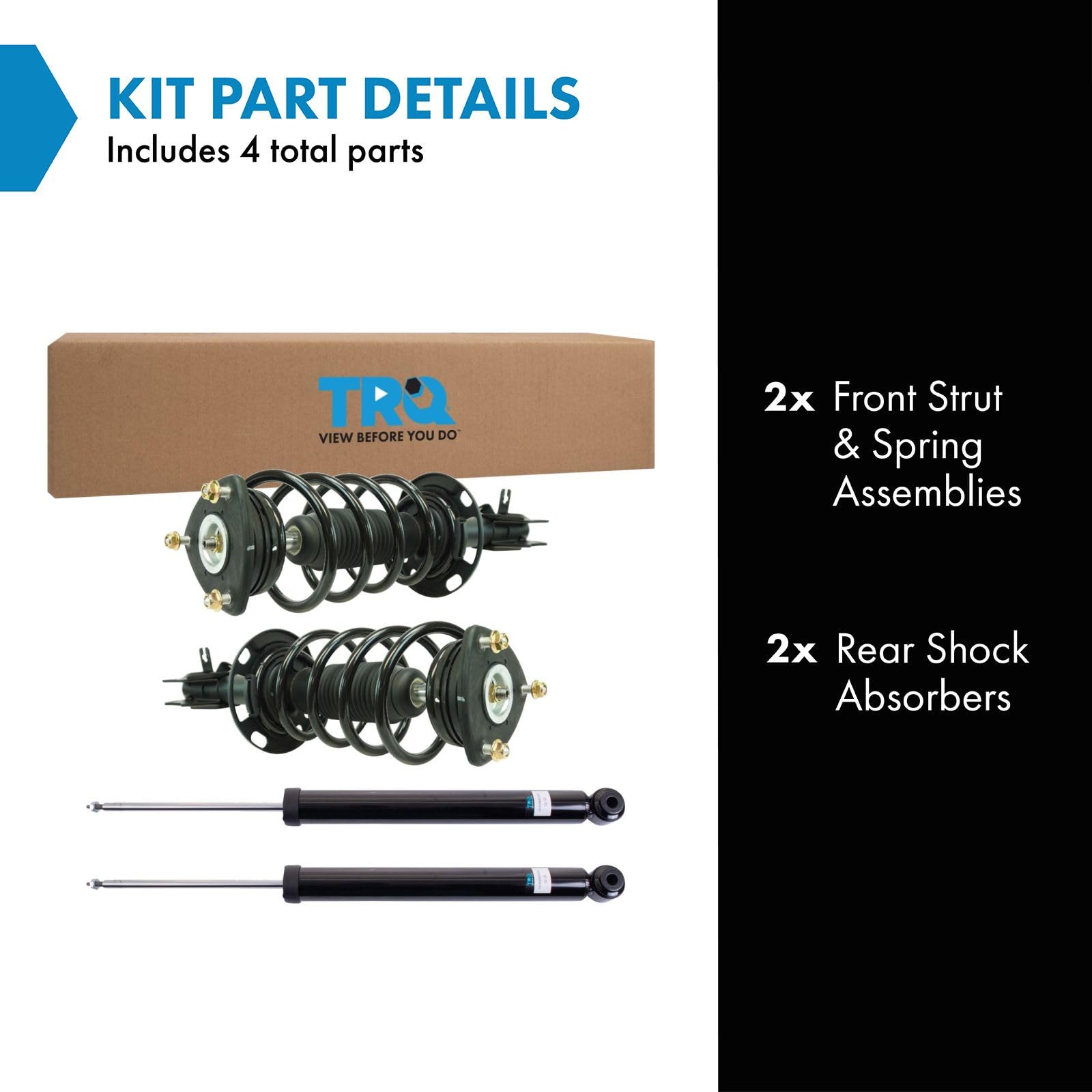 Trq Front And Rear Complete Strut Assembly & Shock Absorber Kit Complete Strut & Coil Spring Assembly Compatible With 2014-2016