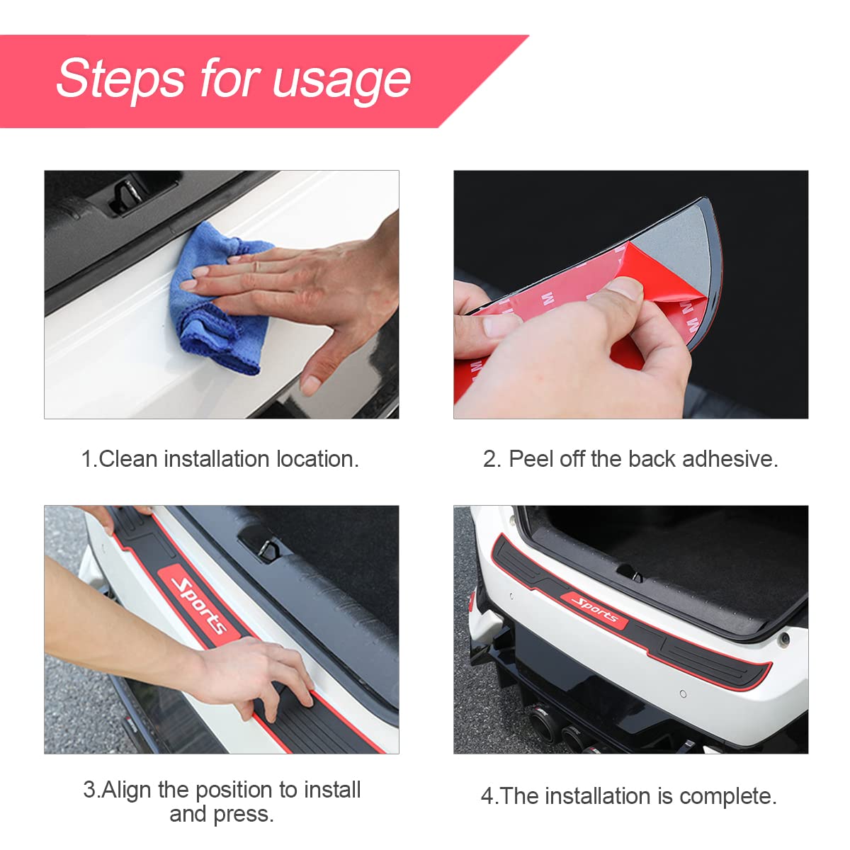 Rear Bumper Guard Protector For Car, Universal Black Rubber Scratch-Resistant Non-Slip Trunk Door Protector For Most Cars, Car E